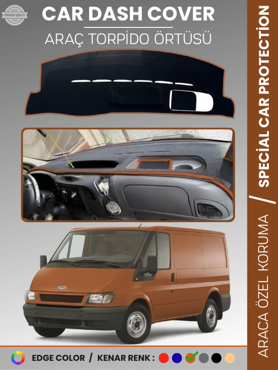 FORD TRANSİT (2006-2012) Uyumlu Torpido Örtüsü Araca Özel Ön Göğüs Koruma