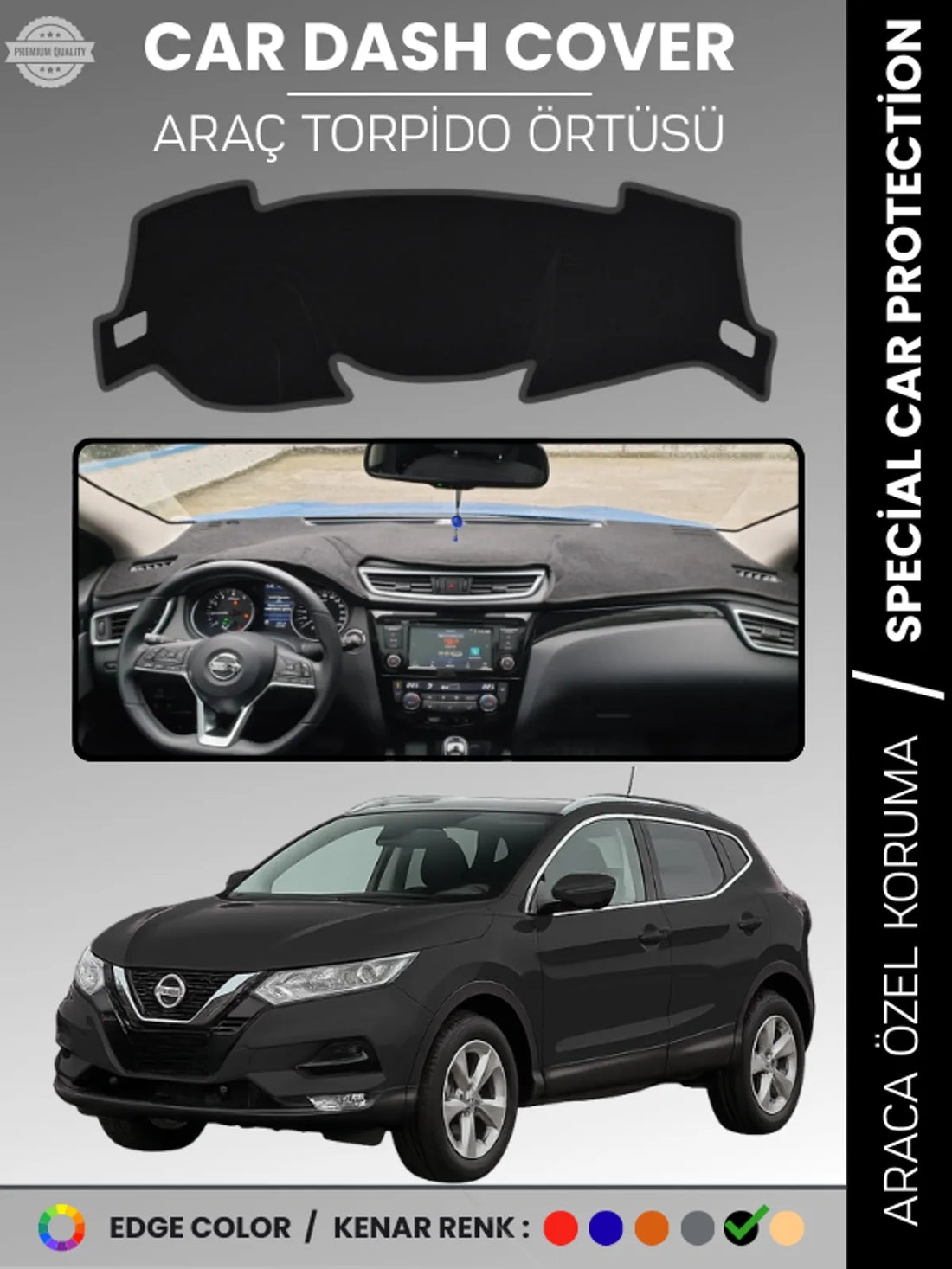 NİSSAN QASHQAİ J11 (2013-2020) Uyumlu Torpido Örtüsü Araca Özel Ön Göğüs Koruma