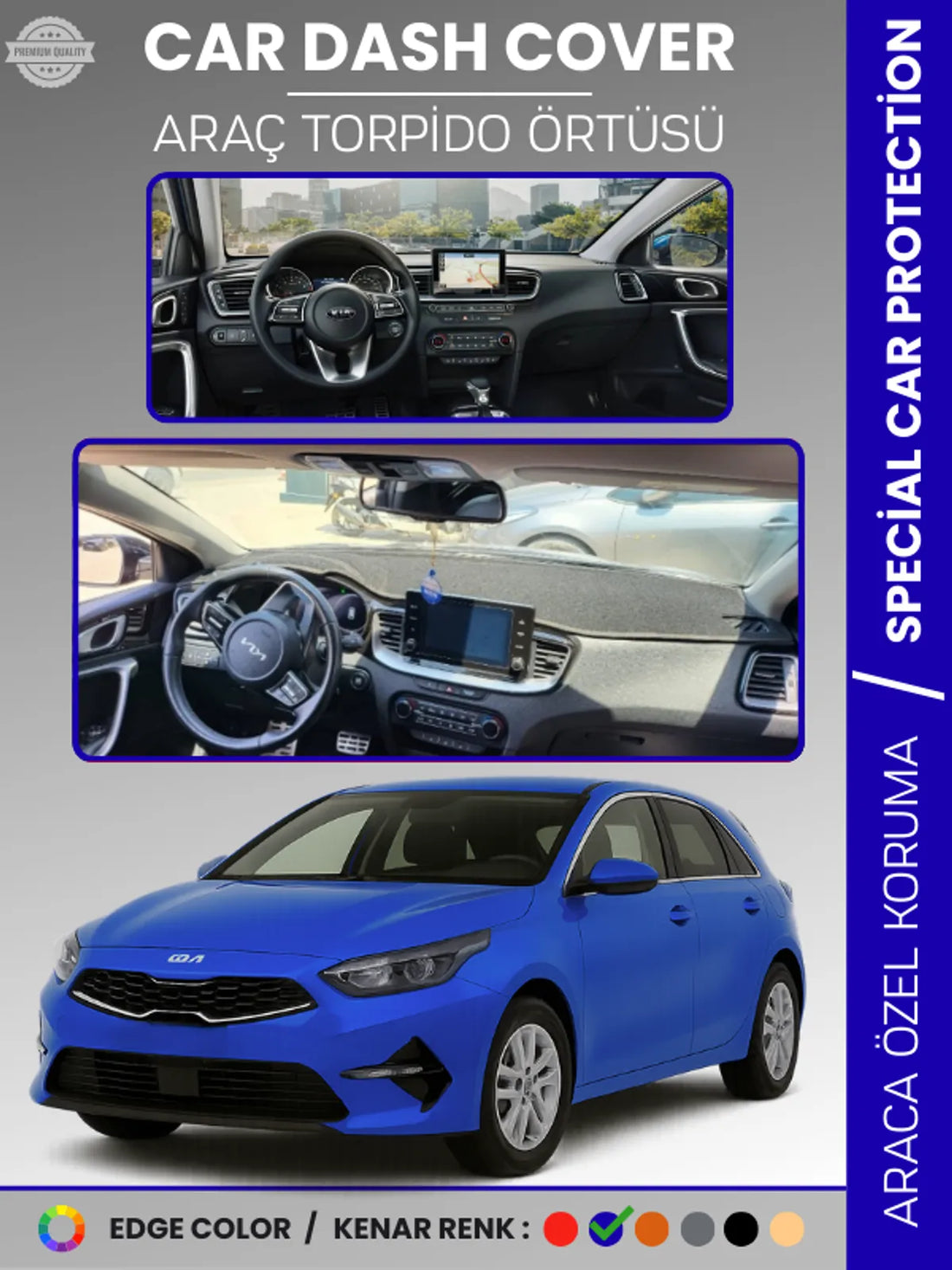 KIA CEED CD KASA (2018-2024) Uyumlu Torpido Örtüsü Araca Özel Ön Göğüs Koruma