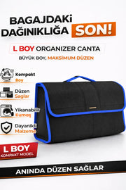 Oto Bagaj Çantası L Boy Kaymaz Cırt Bantlı Velur Kompakt Düzenleyici