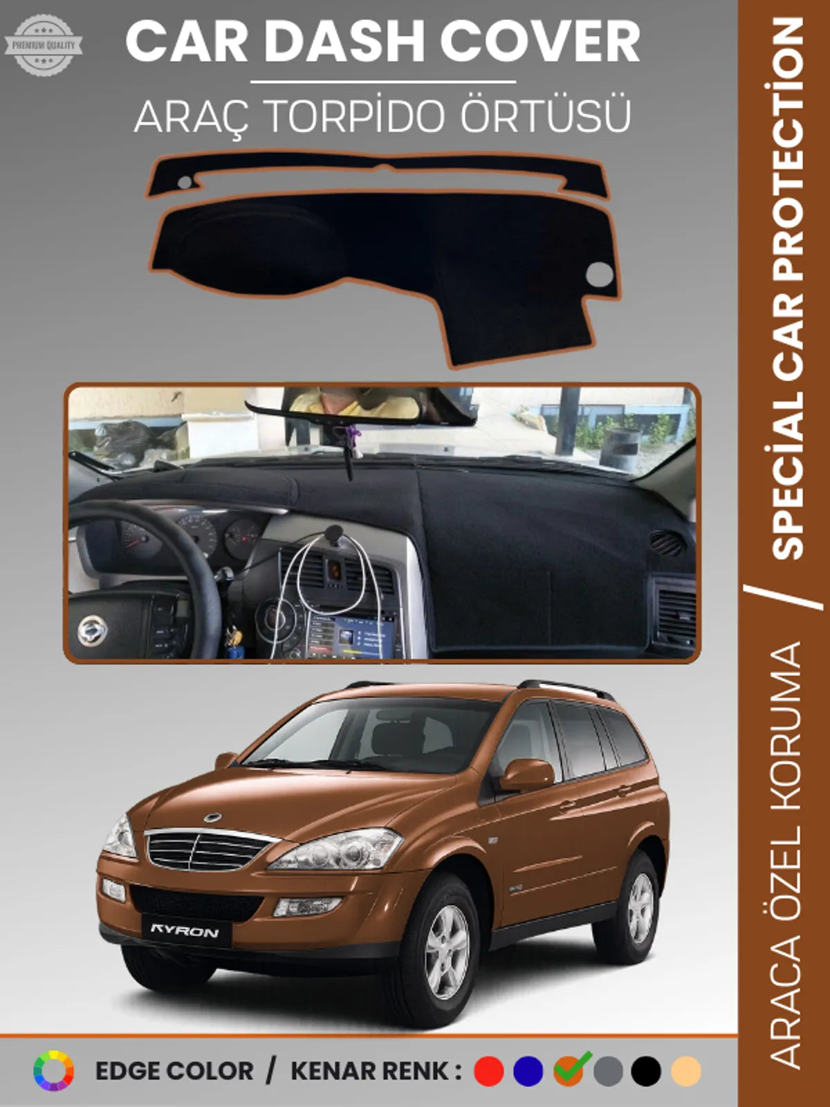SSANGYONG KYRON (2005-2015) Uyumlu Torpido Örtüsü Araca Özel Ön Göğüs Koruma