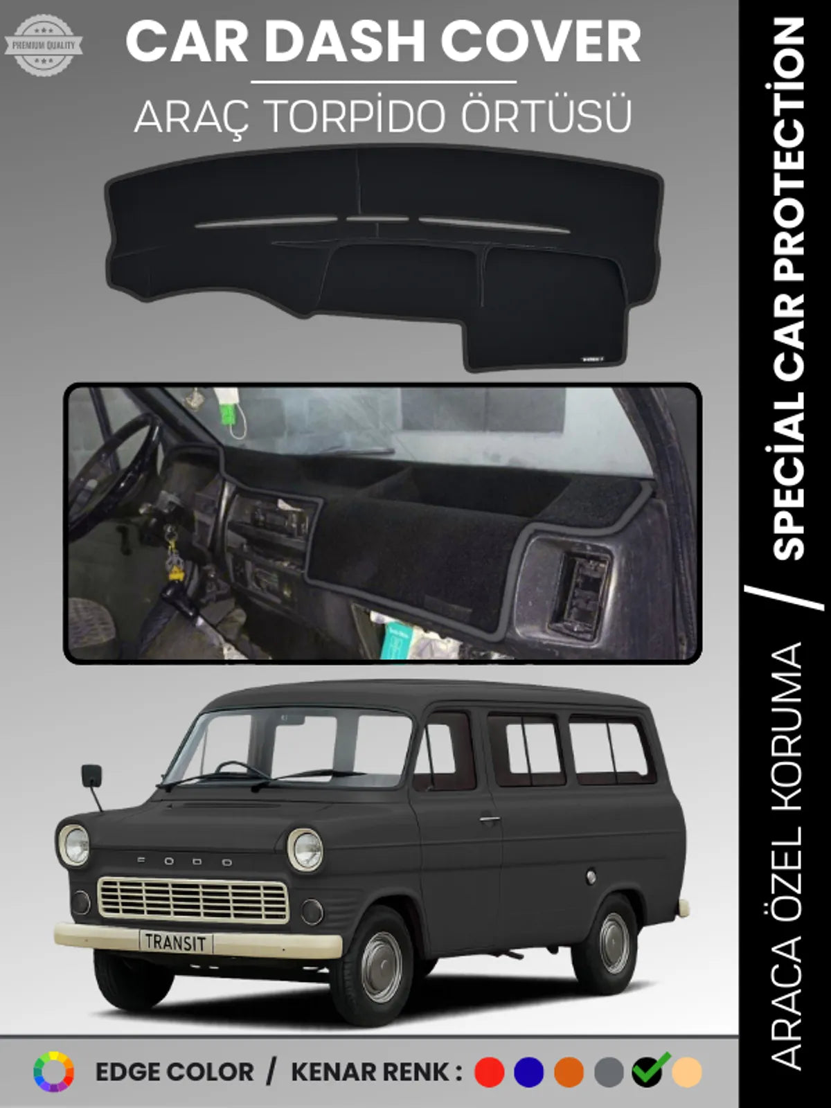 FORDTRANSİT MK1 (1965-1978) Uyumlu Torpido Örtüsü Araca Özel Ön Göğüs Koruma