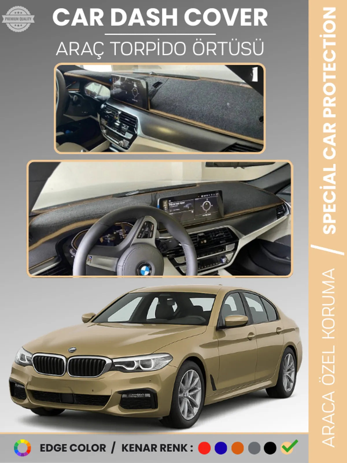 BMW G30 G31 G38 (2017+) Uyumlu Torpido Örtüsü Araca Özel Ön Göğüs Koruma