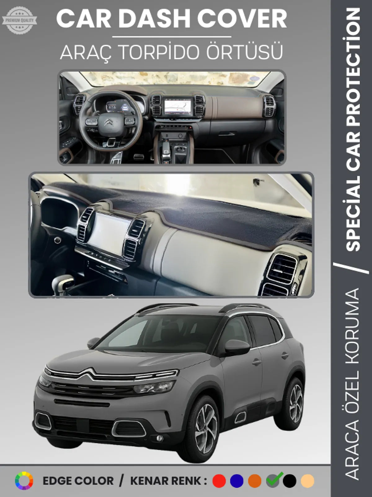 CITROEN C5 AIRCROSS (2018-2025) Uyumlu Torpido Örtüsü Araca Özel Ön Göğüs Koruma