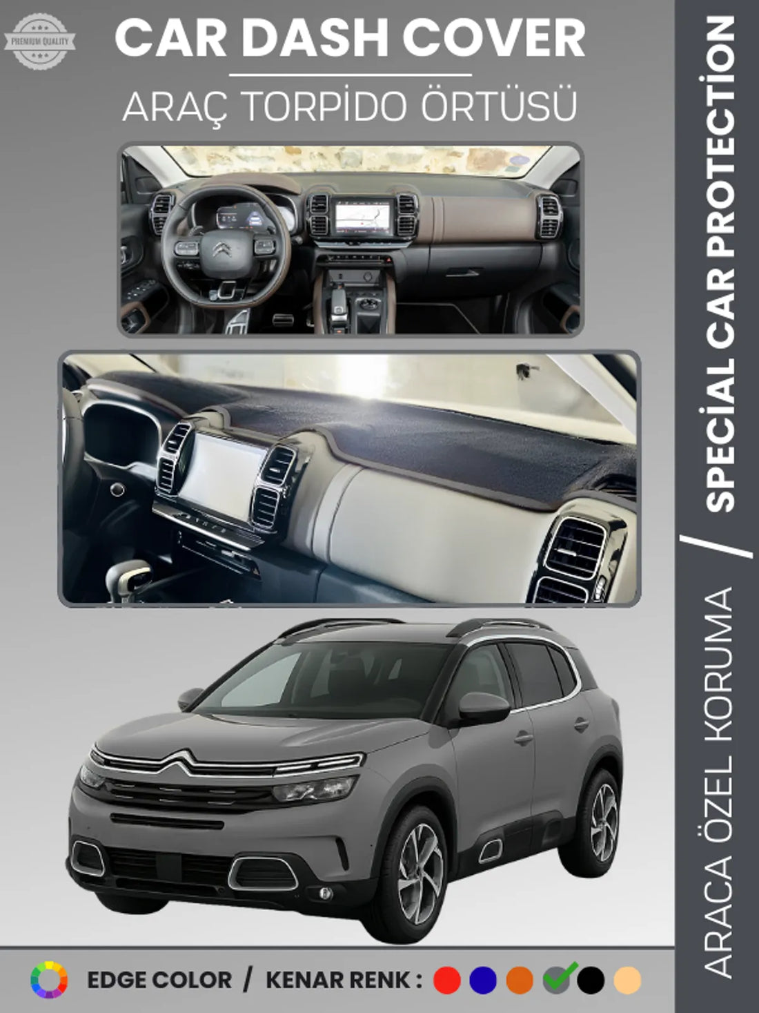CITROEN C5 AIRCROSS (2018-2025) Uyumlu Torpido Örtüsü Araca Özel Ön Göğüs Koruma