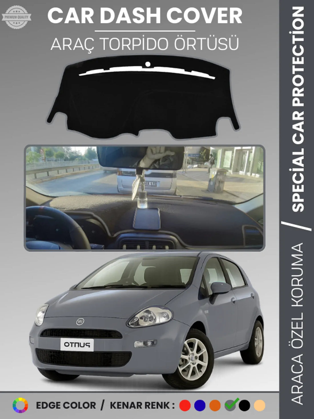 FIAT PUNTO GRANDE (2005-2018) Uyumlu Torpido Örtüsü Araca Özel Ön Göğüs Koruma