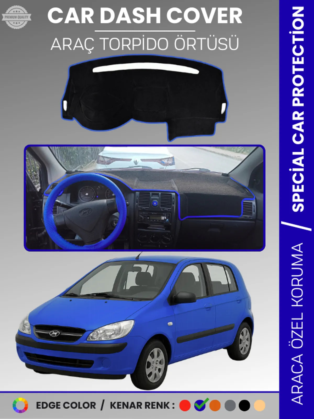 HYUNDAİ GETZ (2002-2011) Uyumlu Torpido Örtüsü Araca Özel Ön Göğüs Koruma