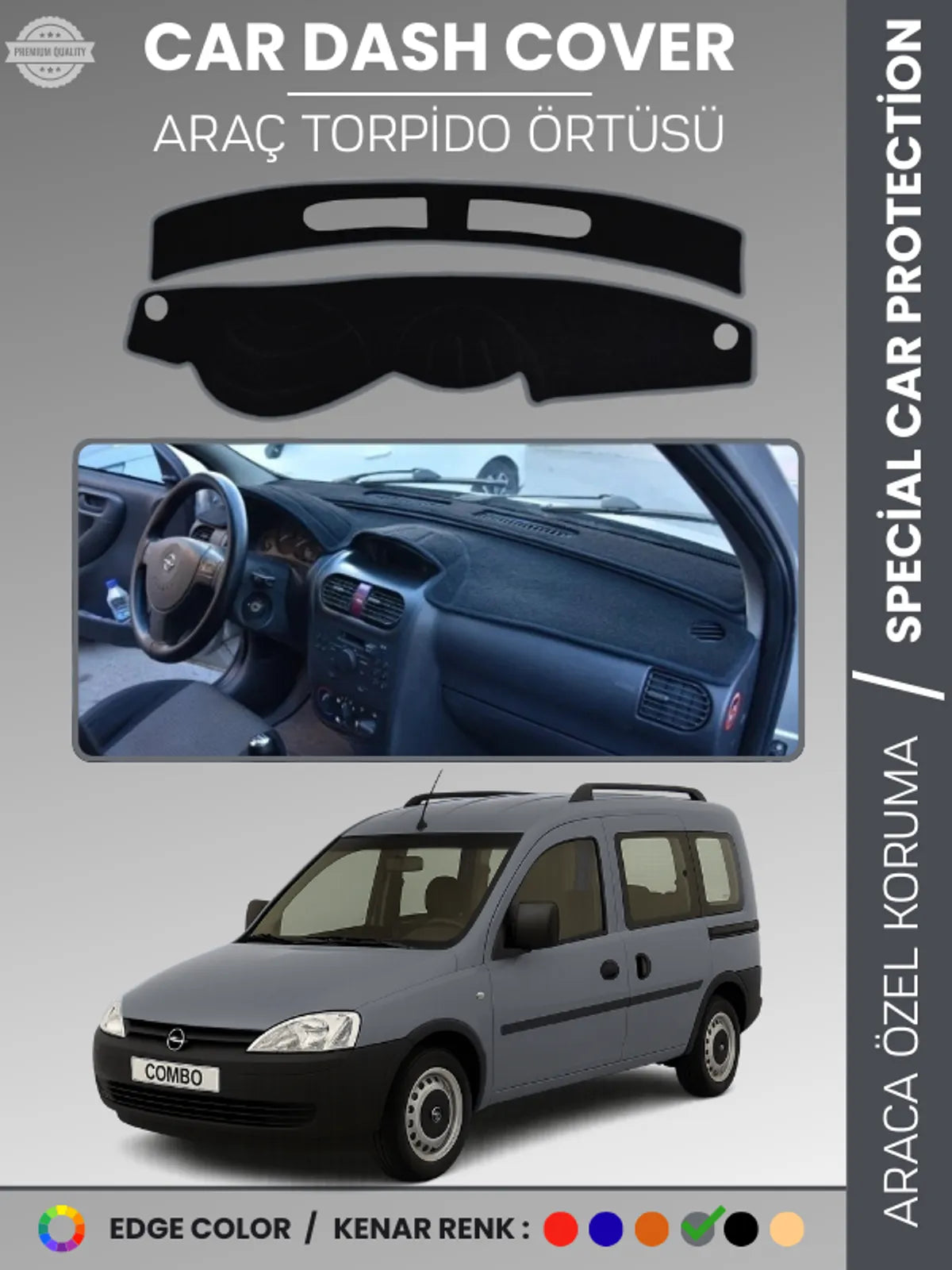 Opel COMBO C (2001-2011) Uyumlu Torpido Örtüsü Araca Özel Ön Göğüs Koruma