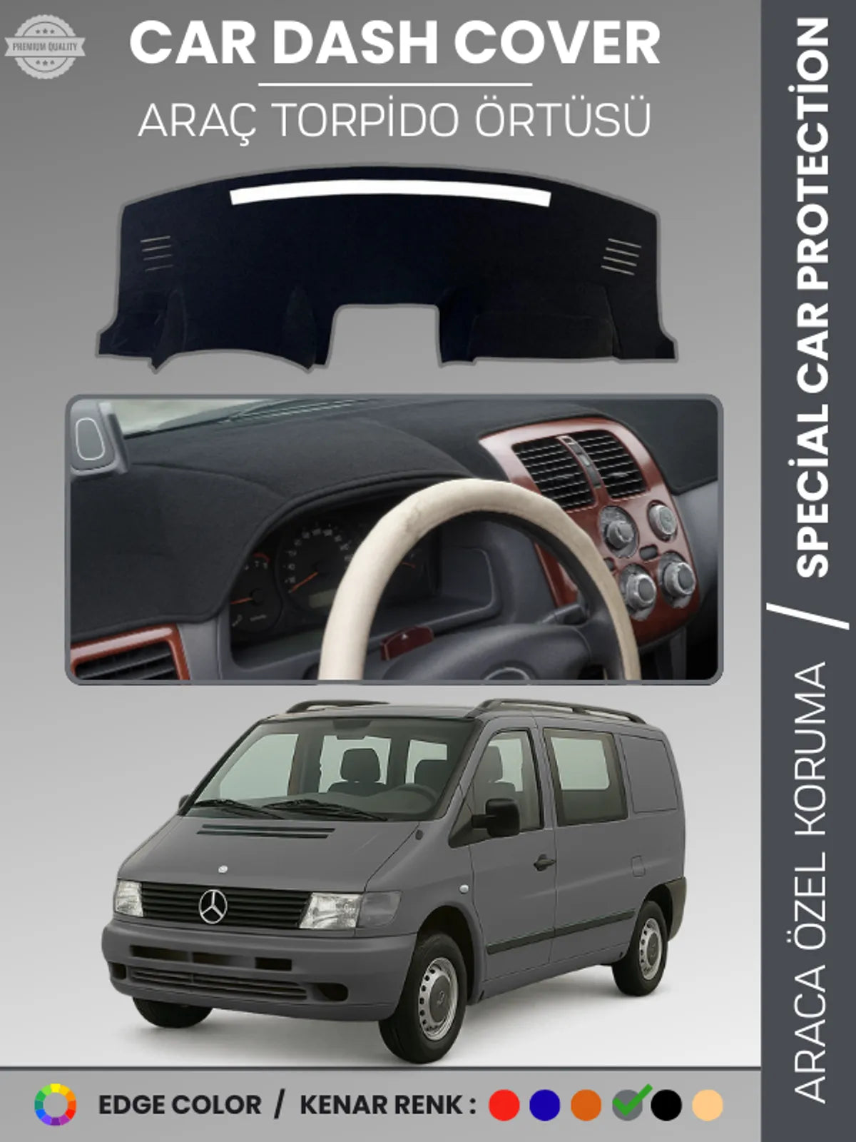 MERCEDES VITO W638 (1996-2003) Uyumlu Torpido Örtüsü Araca Özel Ön Göğüs Koruma