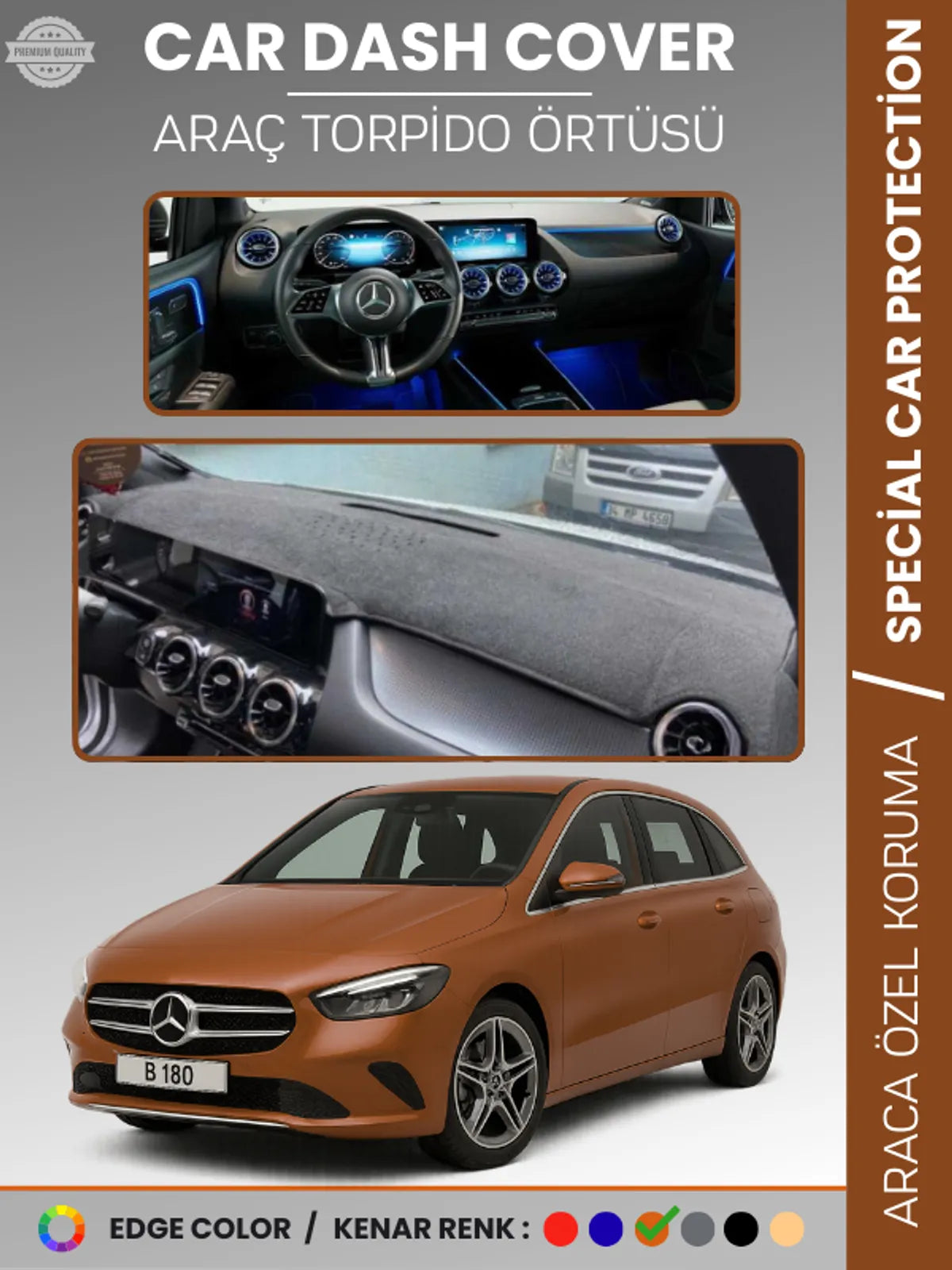 MERCEDES B-CLASS W247 (2019-2023) Uyumlu Torpido Örtüsü Araca Özel Ön Göğüs Koruma