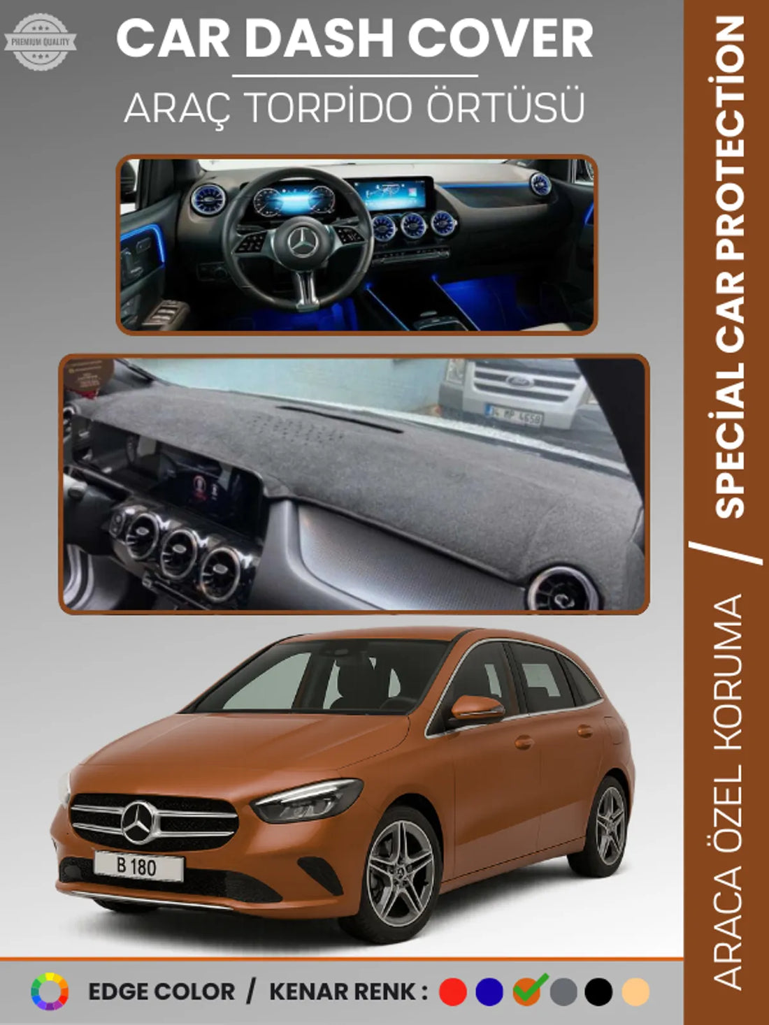 MERCEDES B-CLASS W247 (2019-2023) Uyumlu Torpido Örtüsü Araca Özel Ön Göğüs Koruma