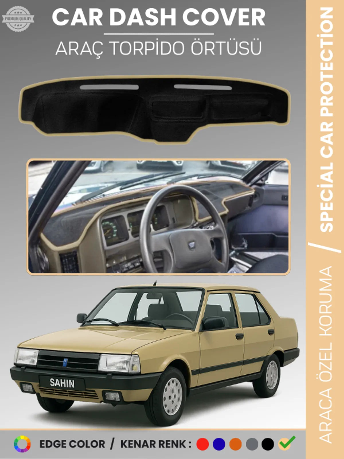 TOFAŞ ŞAHİN / DOĞAN / KARTAL (1988-1993) Uyumlu Torpido Örtüsü Araca Özel Ön Göğüs Koruma