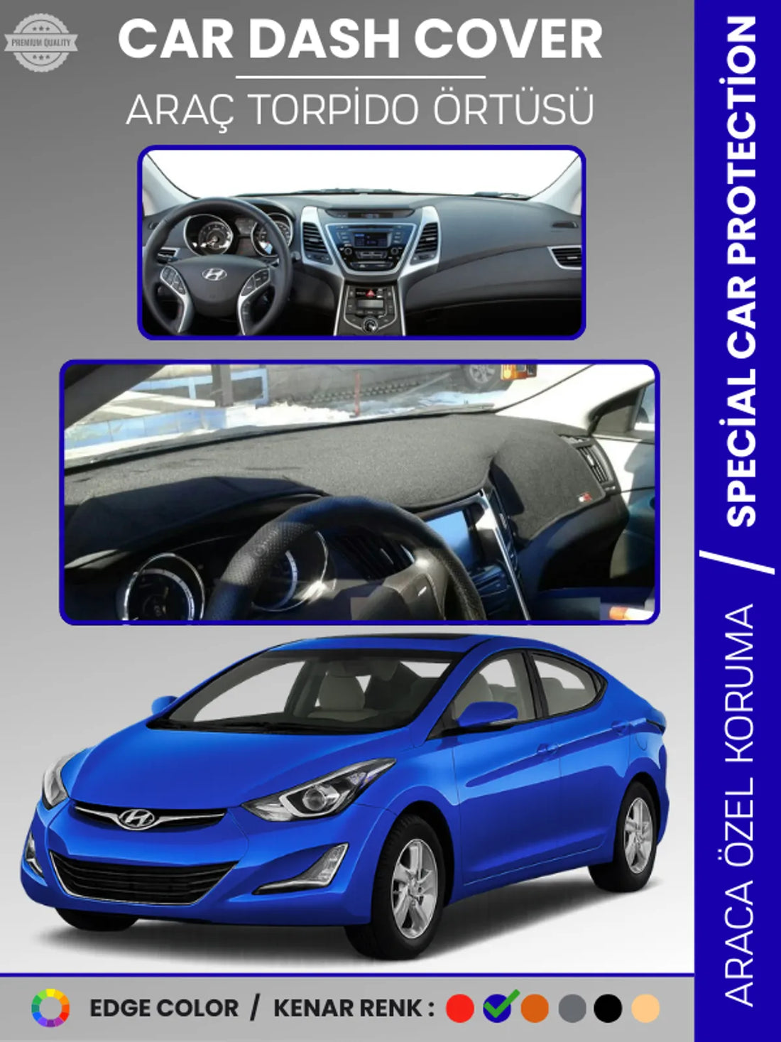 HYUNDAİ ELANTRA (2011-2017) Uyumlu Torpido Örtüsü Araca Özel Ön Göğüs Koruma