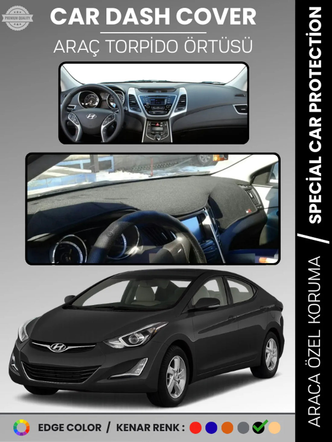HYUNDAİ ELANTRA (2011-2017) Uyumlu Torpido Örtüsü Araca Özel Ön Göğüs Koruma