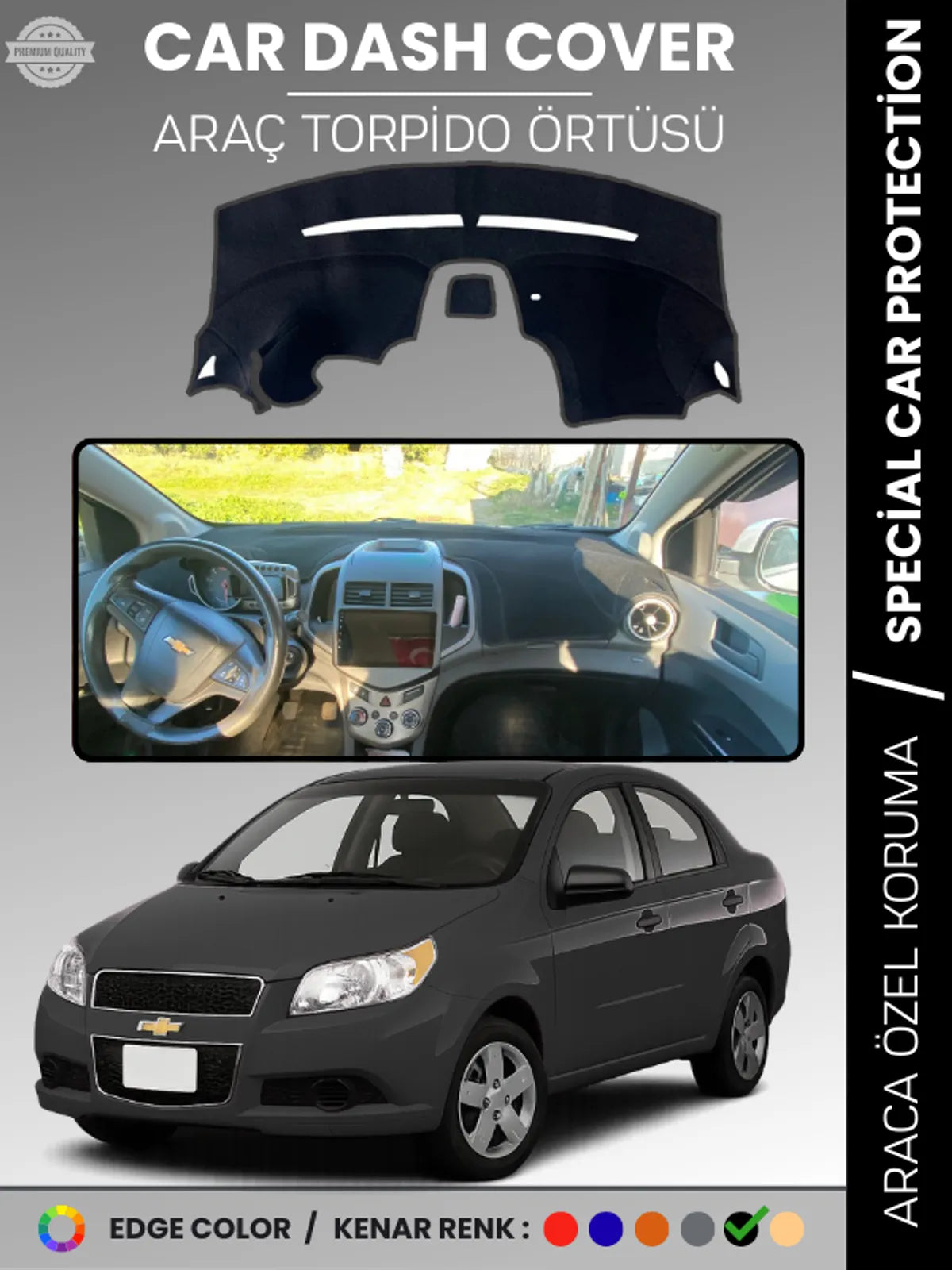 CHEVROLET AVEO (2011-2020) Uyumlu Torpido Örtüsü Araca Özel Ön Göğüs Koruma