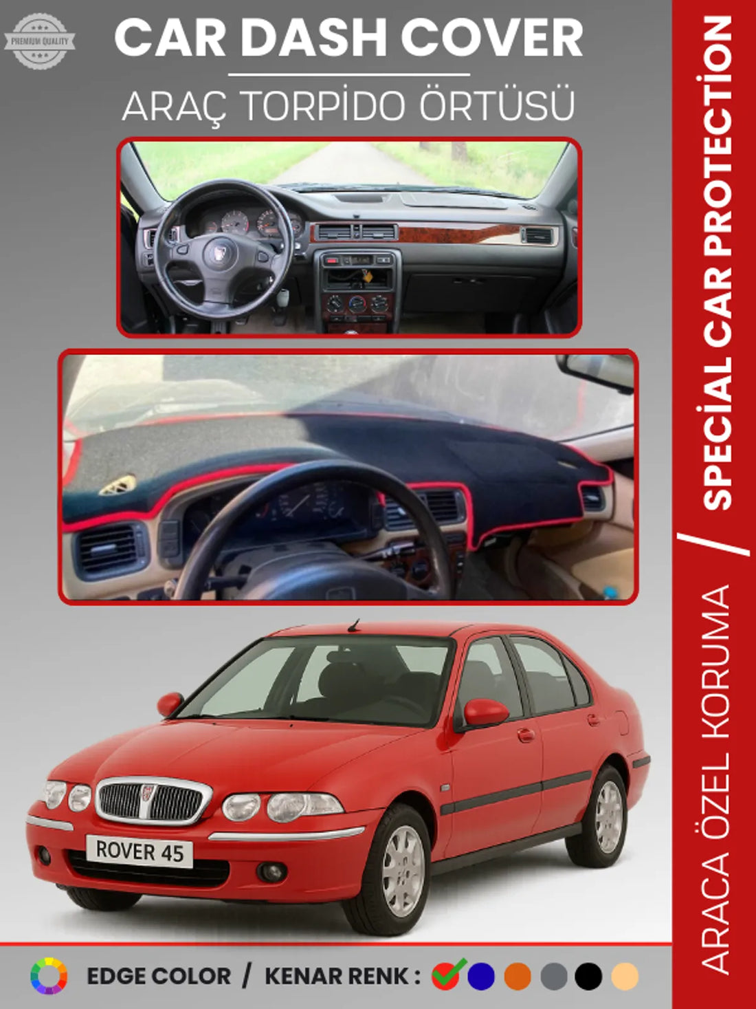 ROVER 45 (1999-2005) Uyumlu Torpido Örtüsü Araca Özel Ön Göğüs Koruma