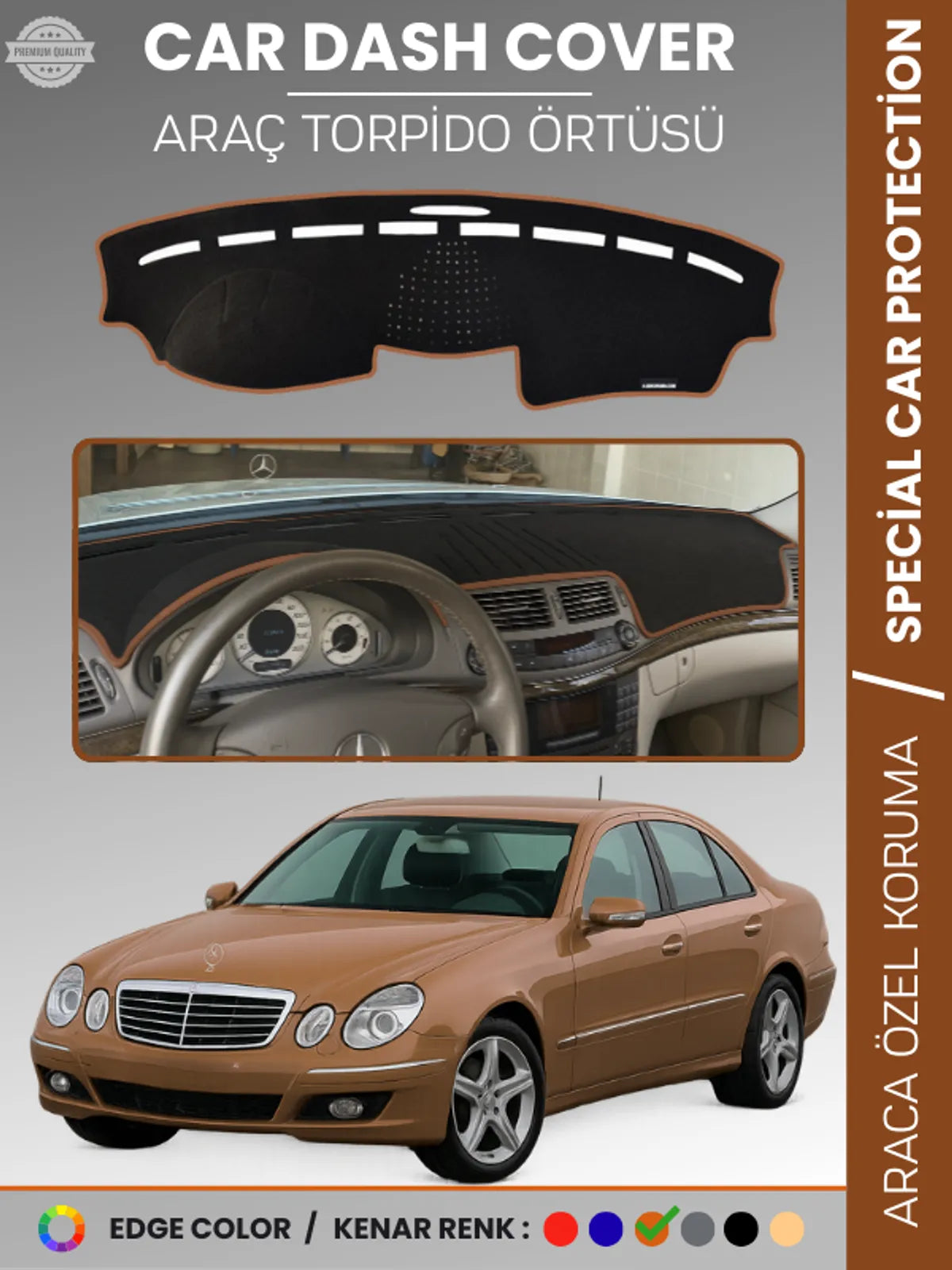 MERCEDES E200 / E220 / E240 / E270 W211 (2002-2009) Uyumlu Torpido Örtüsü Araca Özel Ön Göğüs Koruma