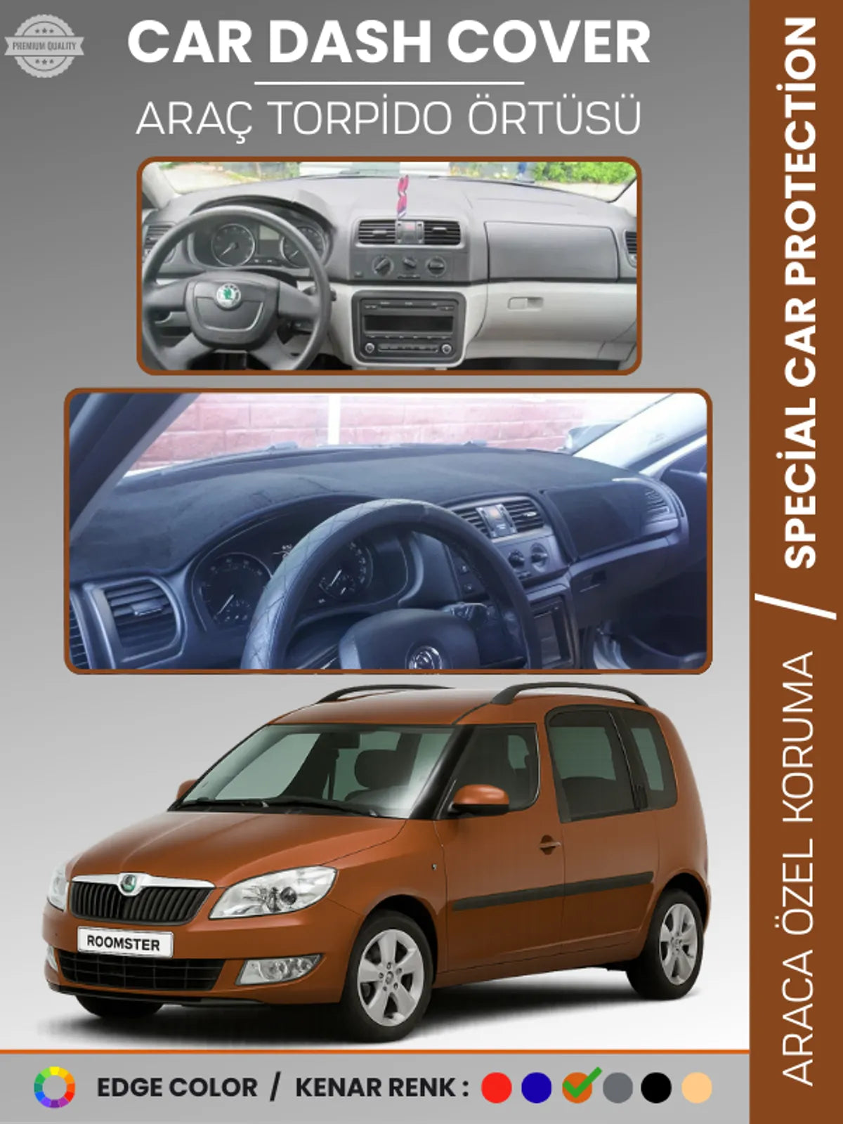 SKODA ROOMSTAR (2007-2014) Uyumlu Torpido Örtüsü Araca Özel Ön Göğüs Koruma
