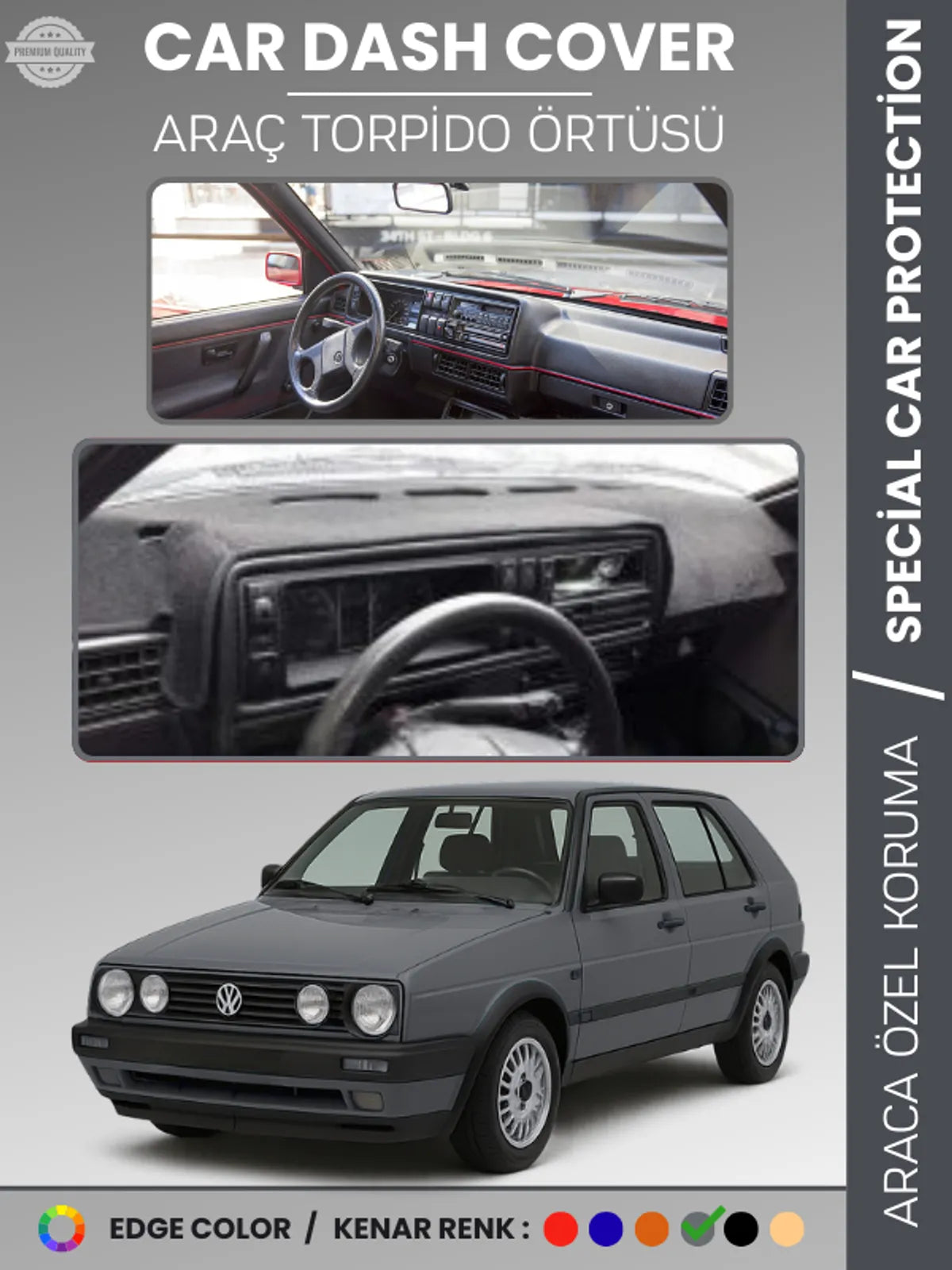 VOLKSWAGEN GOLF 2 MK2 (1983-1992) Uyumlu Torpido Örtüsü Araca Özel Ön Göğüs Koruma