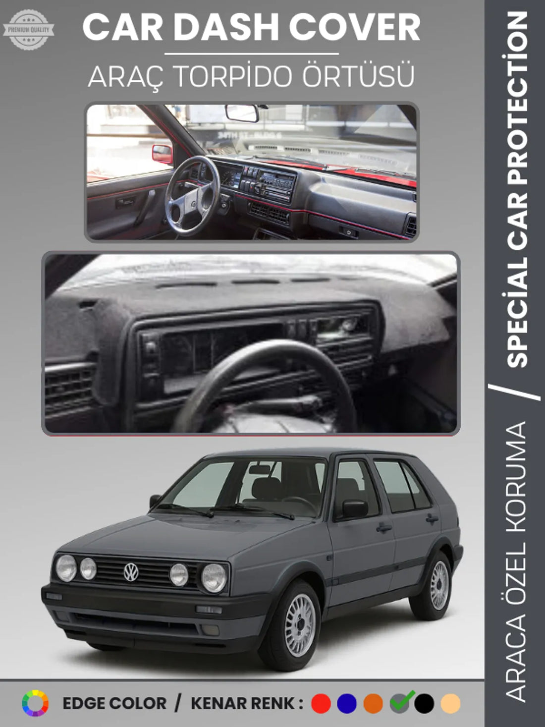 VOLKSWAGEN GOLF 2 MK2 (1983-1992) Uyumlu Torpido Örtüsü Araca Özel Ön Göğüs Koruma