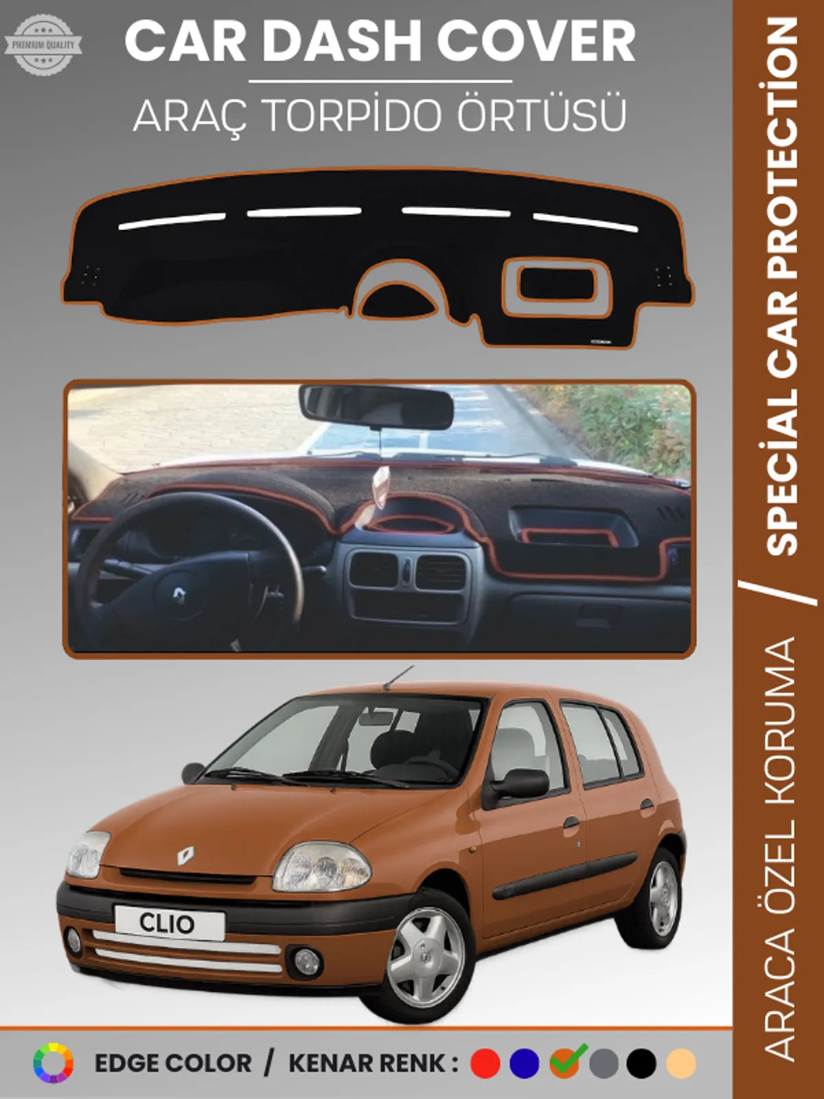 RENAULT CLIO 2 AIRBAGSIZ (2001-2012) Uyumlu Torpido Örtüsü Araca Özel Ön Göğüs Koruma