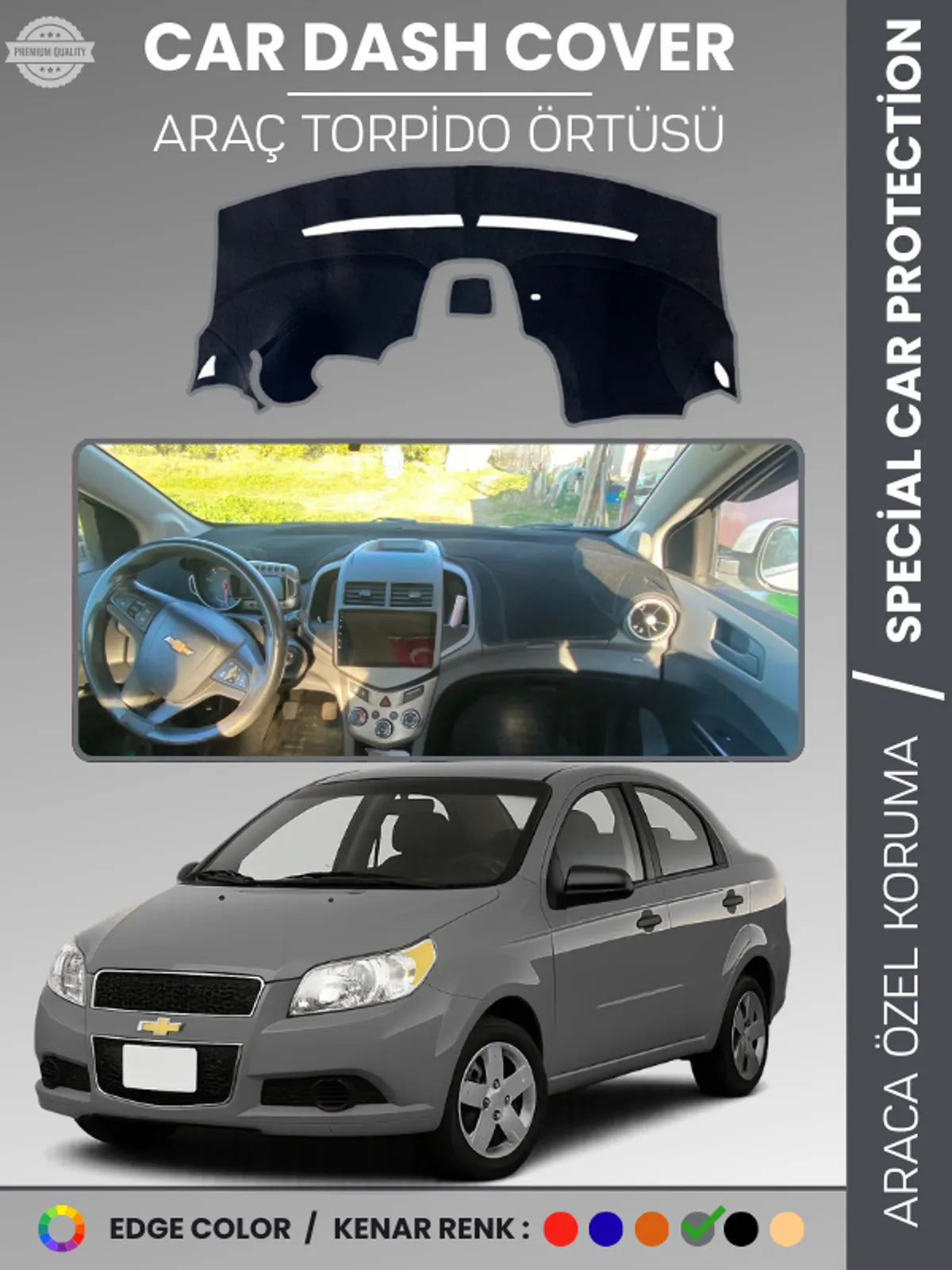 CHEVROLET AVEO (2011-2020) Uyumlu Torpido Örtüsü Araca Özel Ön Göğüs Koruma