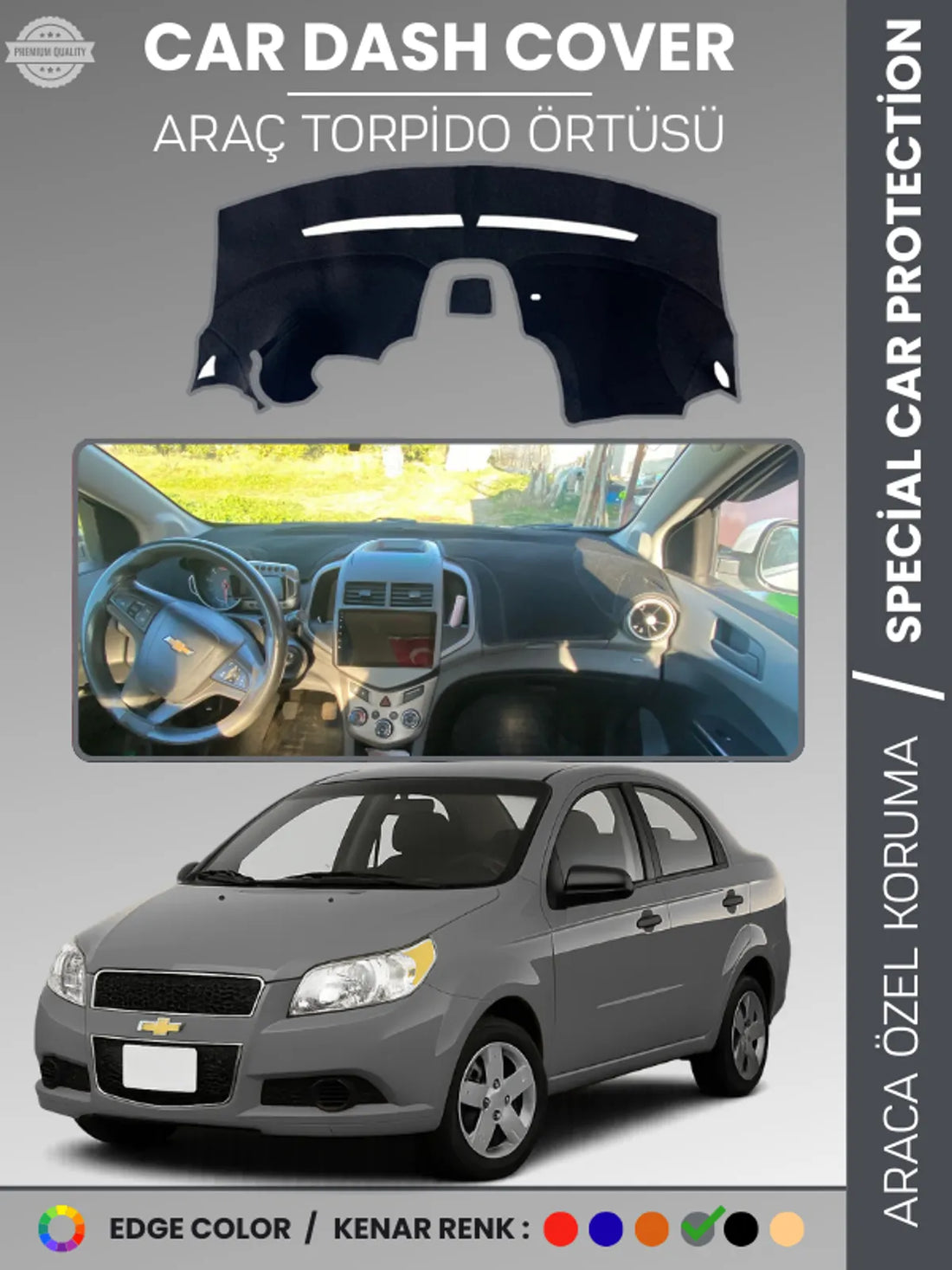 CHEVROLET AVEO (2011-2020) Uyumlu Torpido Örtüsü Araca Özel Ön Göğüs Koruma