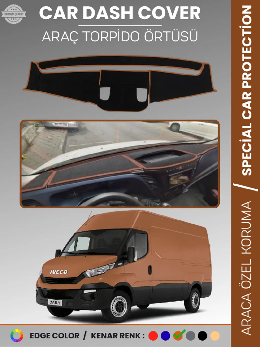 IVECO DAILY (2014-2019) Uyumlu Torpido Örtüsü Araca Özel Ön Göğüs Koruma
