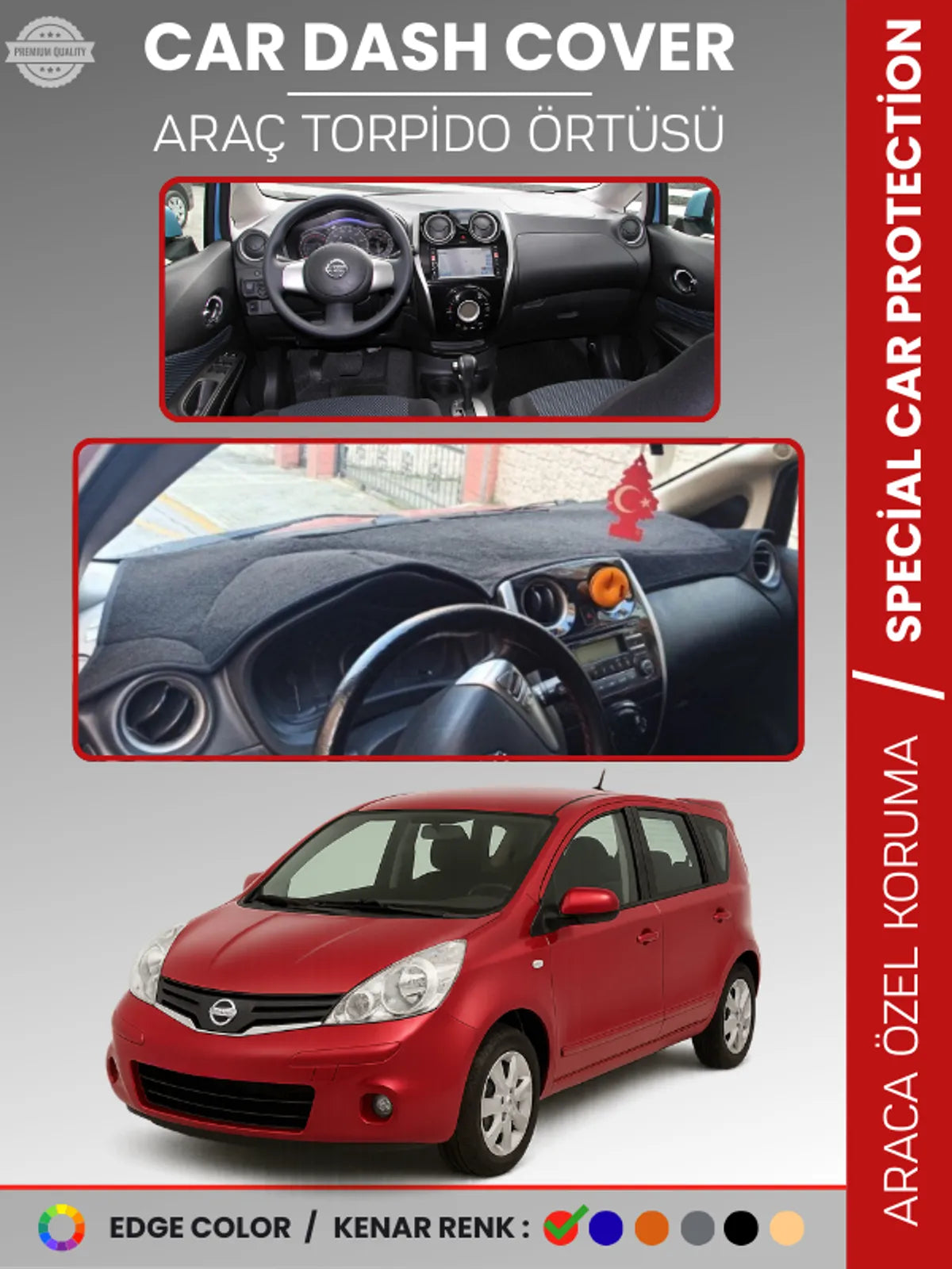 NISSAN NOTE E12 (2013-2020) Uyumlu Torpido Örtüsü Araca Özel Ön Göğüs Koruma
