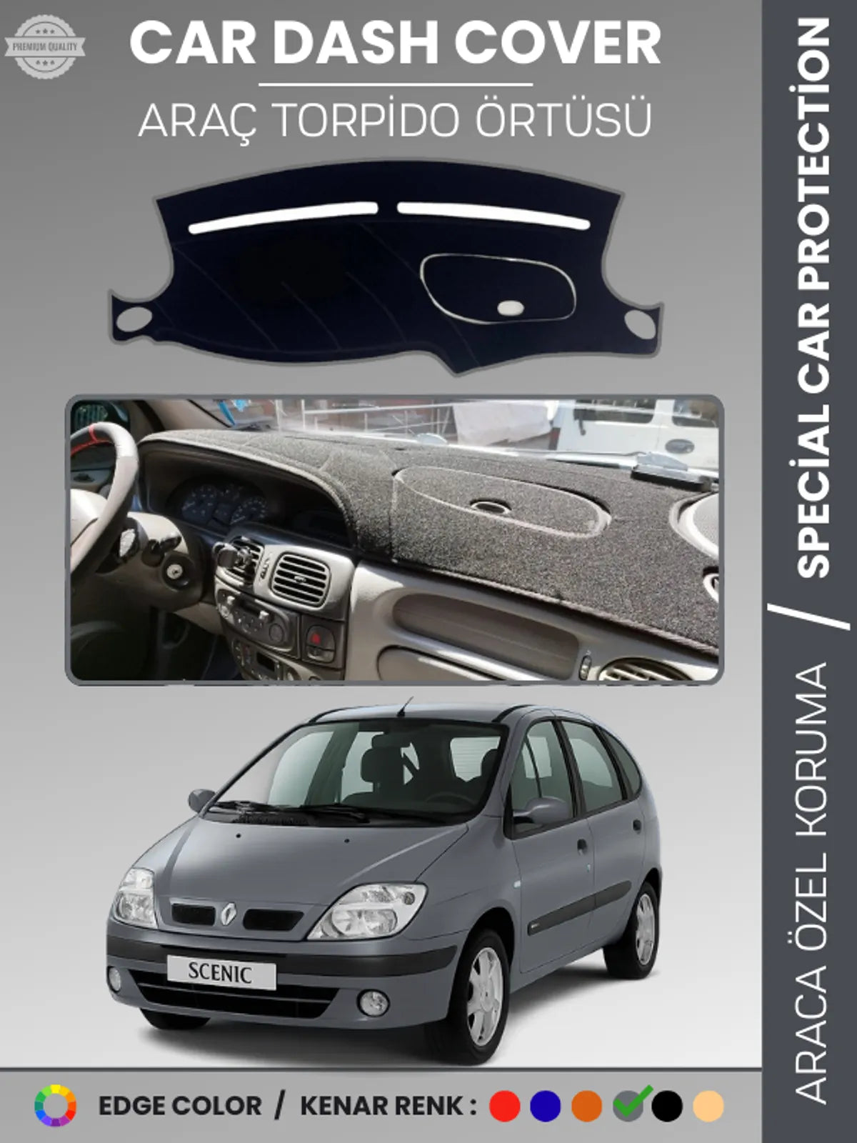 RENAULT SCENIC 1 (1999-2003) Uyumlu Torpido Örtüsü Araca Özel Ön Göğüs Koruma