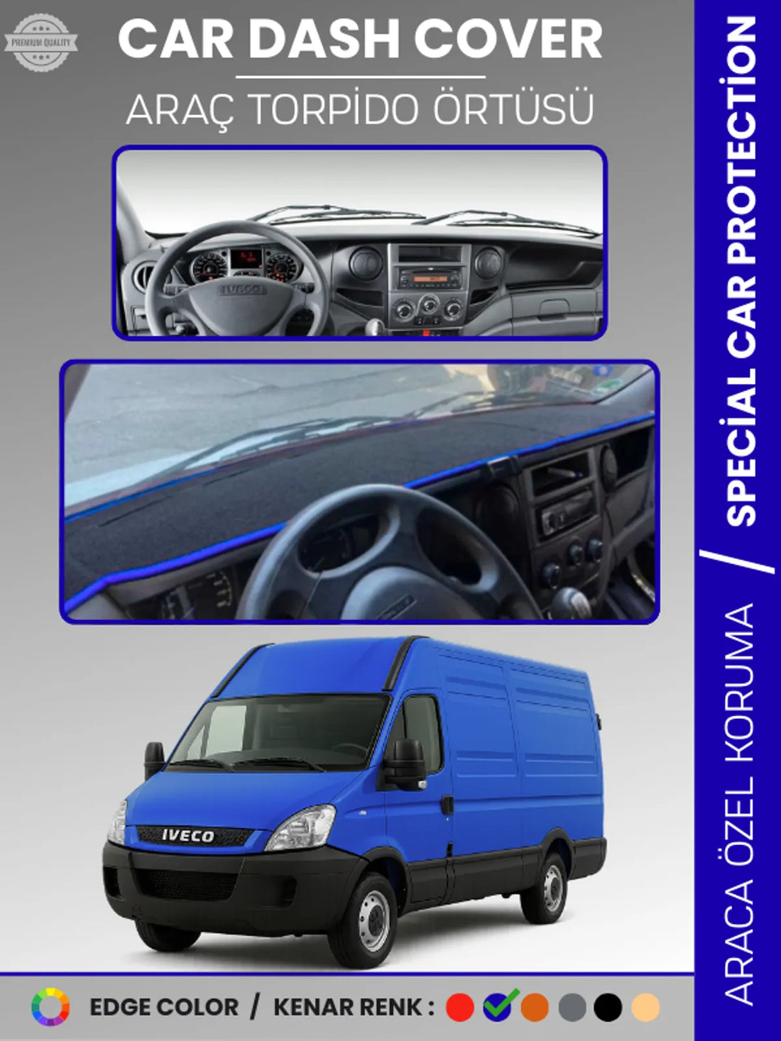 IVECO DAILY (2011-2014) Uyumlu Torpido Örtüsü Araca Özel Ön Göğüs Koruma