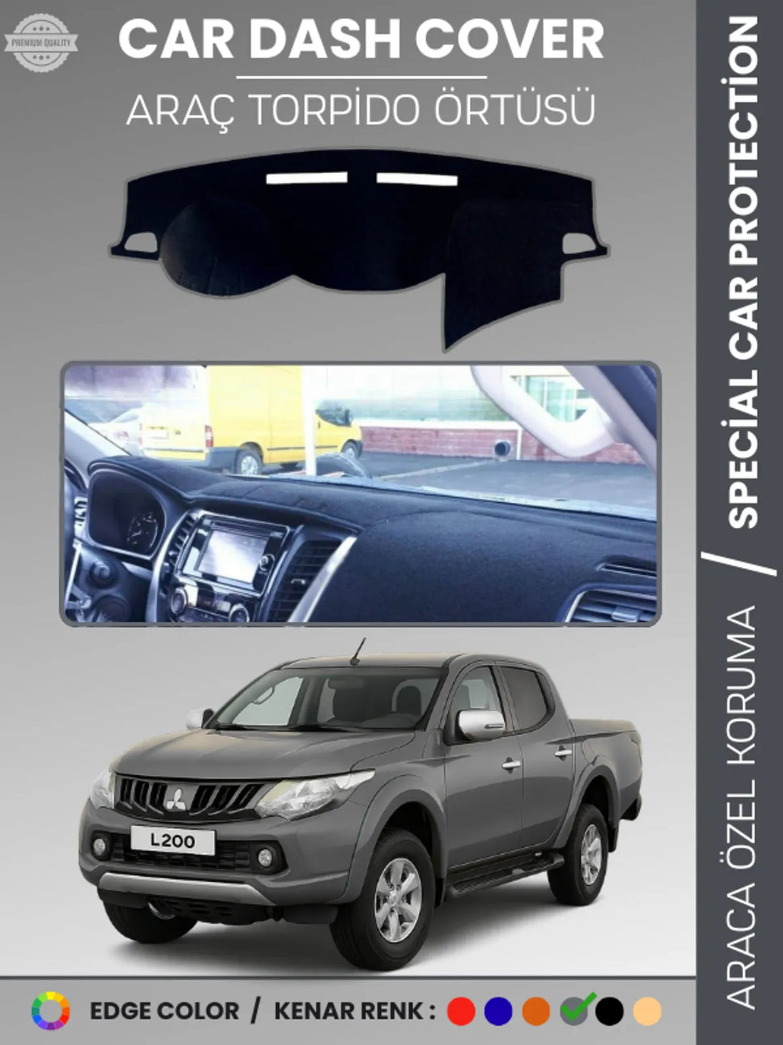 MITSUBISHI L200 (2015-2021) Uyumlu Torpido Örtüsü Araca Özel Ön Göğüs Koruma
