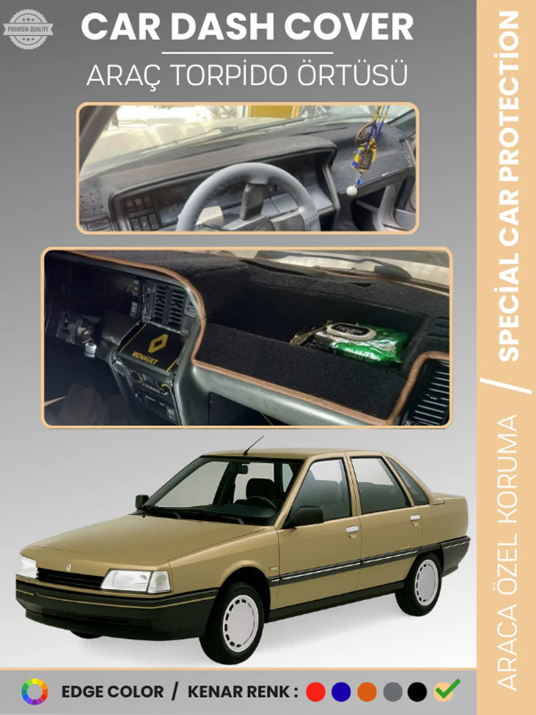 RENAULT 21 CONCORDE Uyumlu Torpido Örtüsü Araca Özel Ön Göğüs Koruma