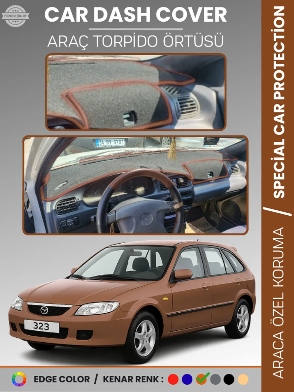 MAZDA 323 BJ HATCHBACK KAPAKLI (1998-2003) Uyumlu Torpido Örtüsü Araca Özel Ön Göğüs Koruma