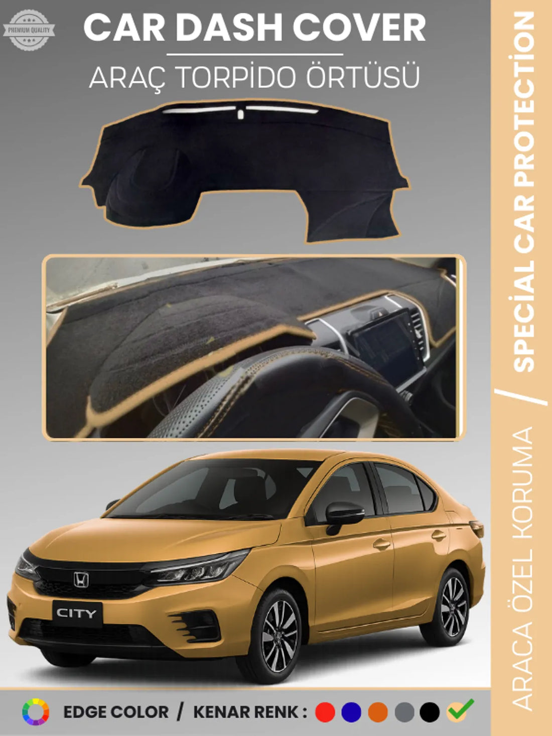 HONDA CITY (2020+) Uyumlu Torpido Örtüsü Araca Özel Ön Göğüs Koruma