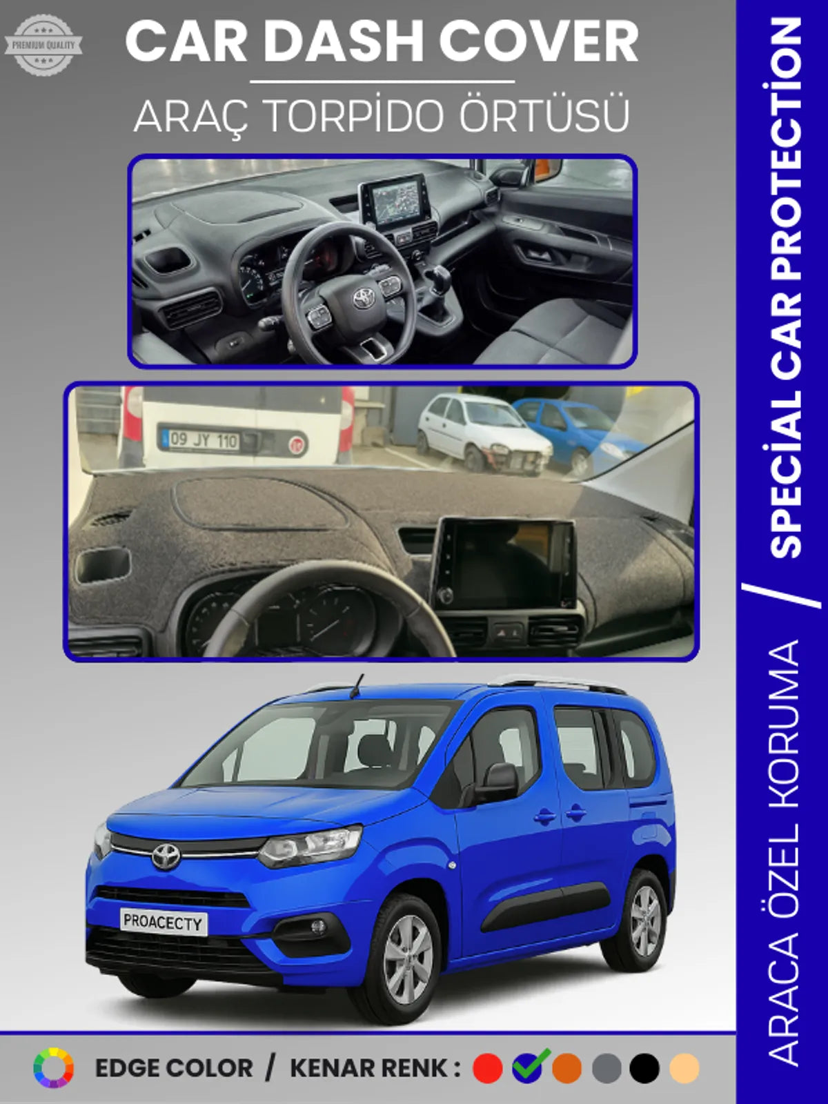 TOYOTA PROACE CITY (2019-2024) Uyumlu Torpido Örtüsü Araca Özel Ön Göğüs Koruma