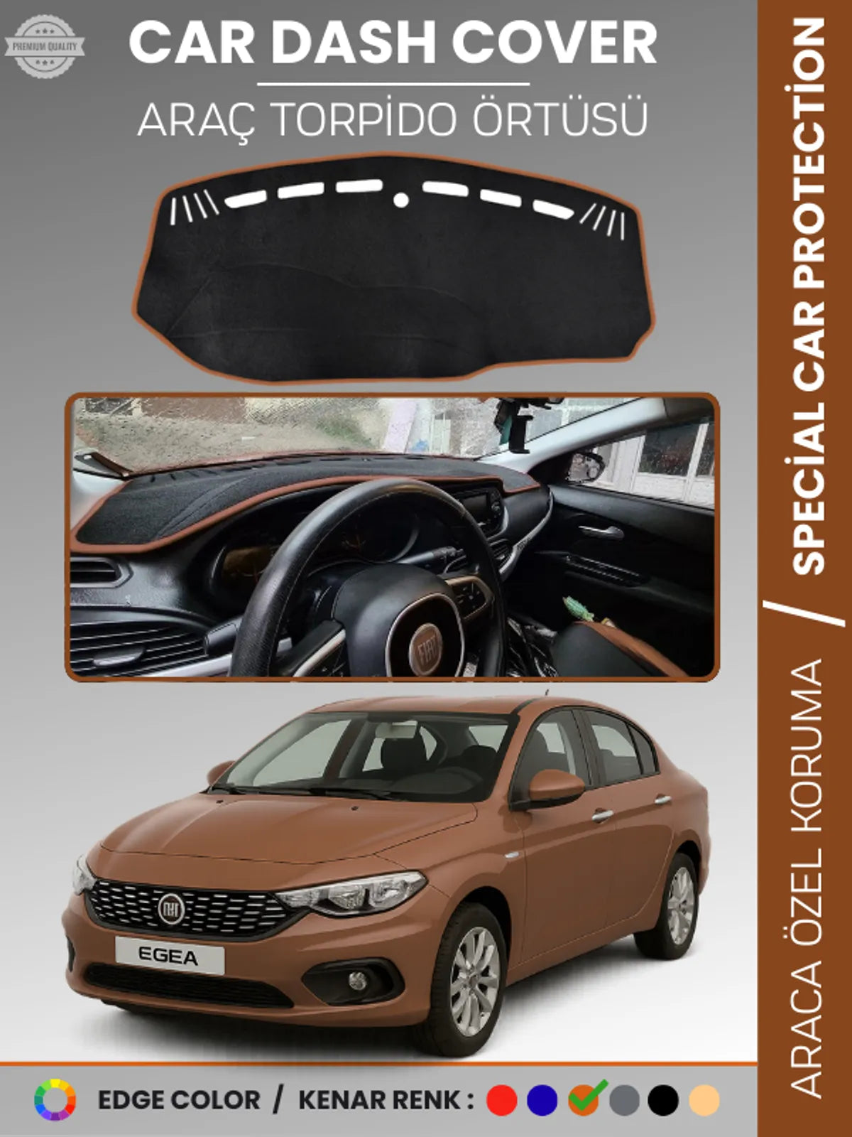 FIAT EGEA (2007-2021) Uyumlu Torpido Örtüsü Araca Özel Ön Göğüs Koruma