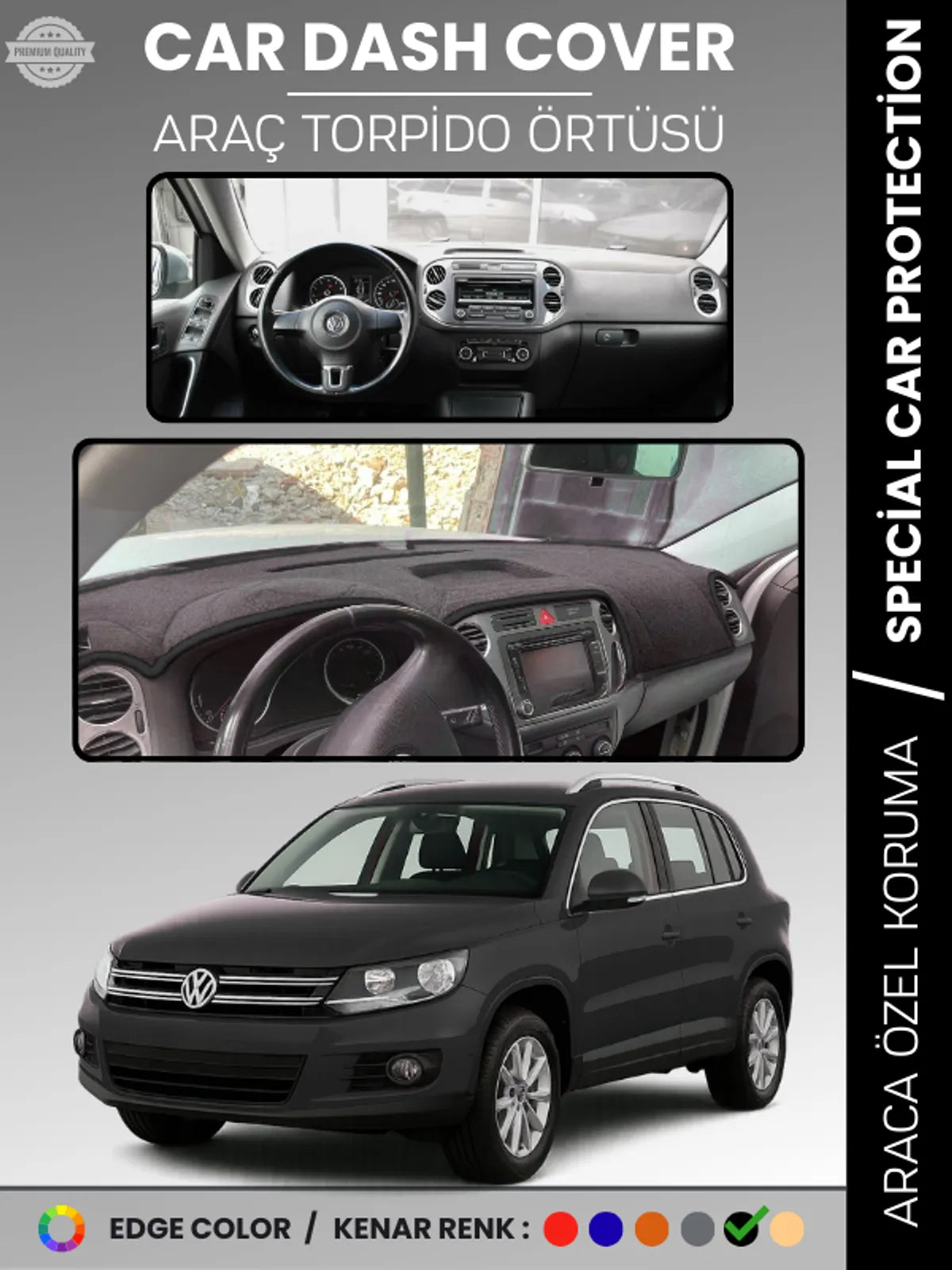VOLKSWAGEN TIGUAN (2007-2015) Uyumlu Torpido Örtüsü Araca Özel Ön Göğüs Koruma