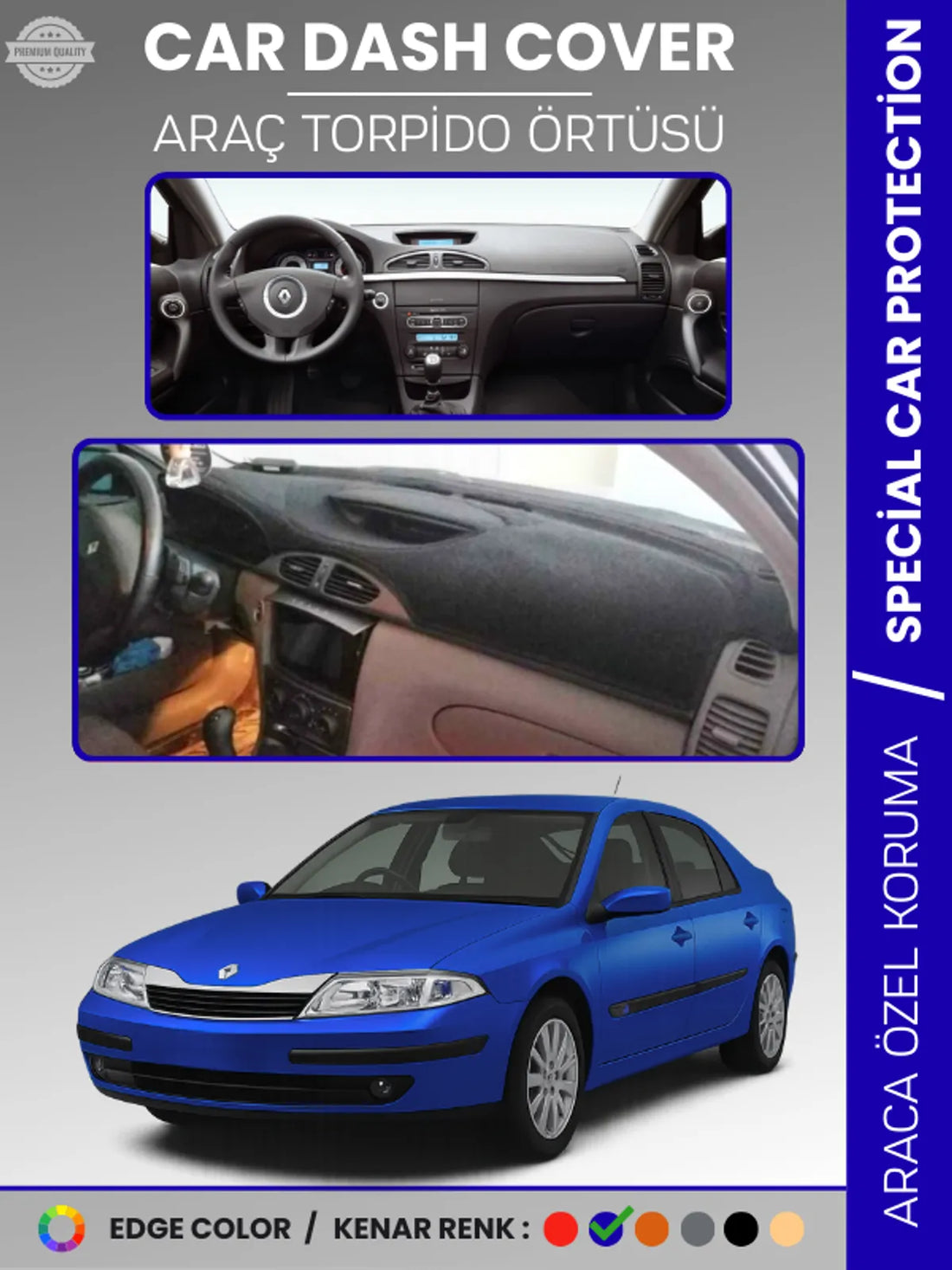 RENAULT LAGUNA 2 (2002-2007) Uyumlu Torpido Örtüsü Araca Özel Ön Göğüs Koruma