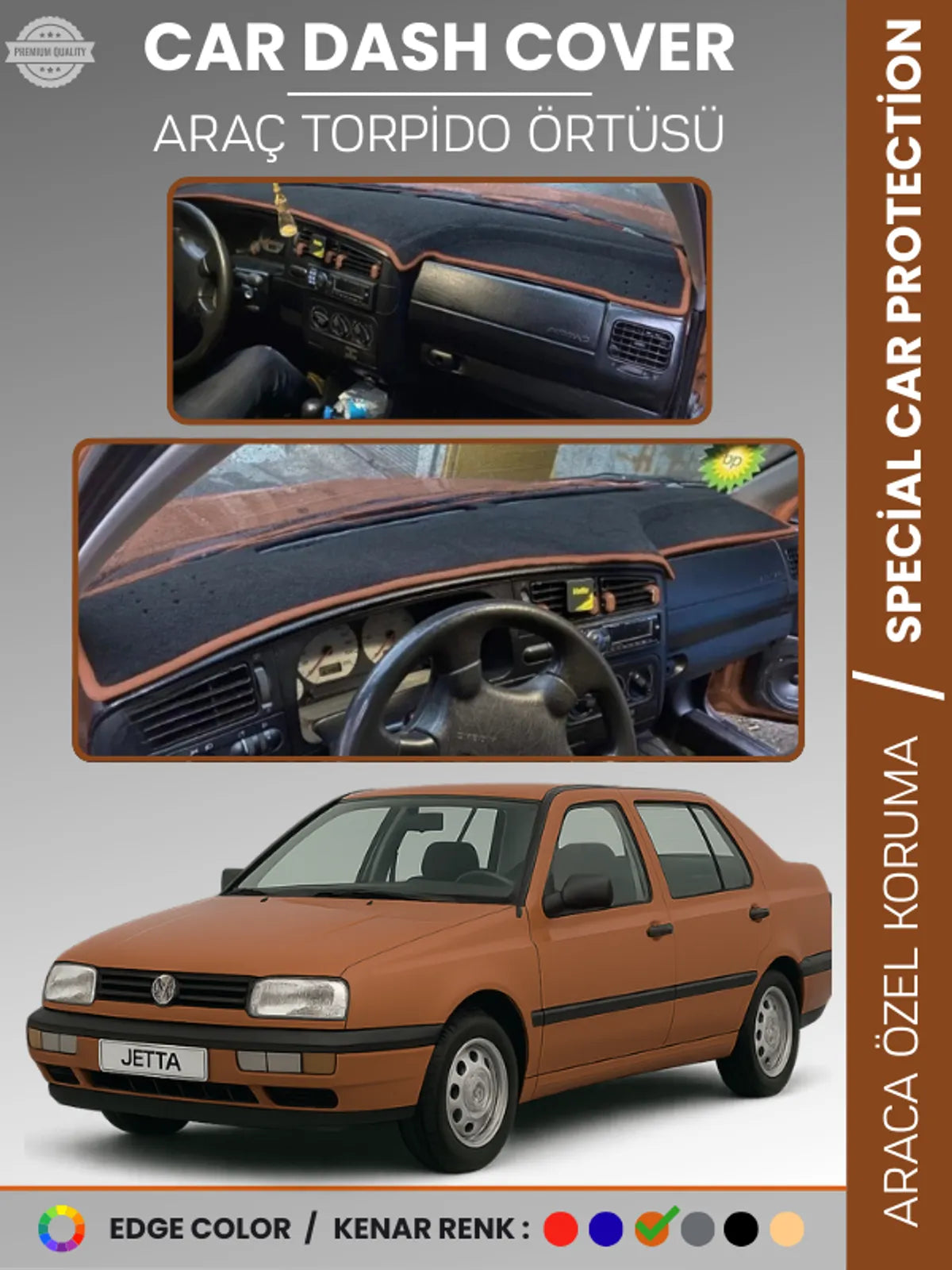VOLKSWAGEN JETTA (1991-1997) Uyumlu Torpido Örtüsü Araca Özel Ön Göğüs Koruma