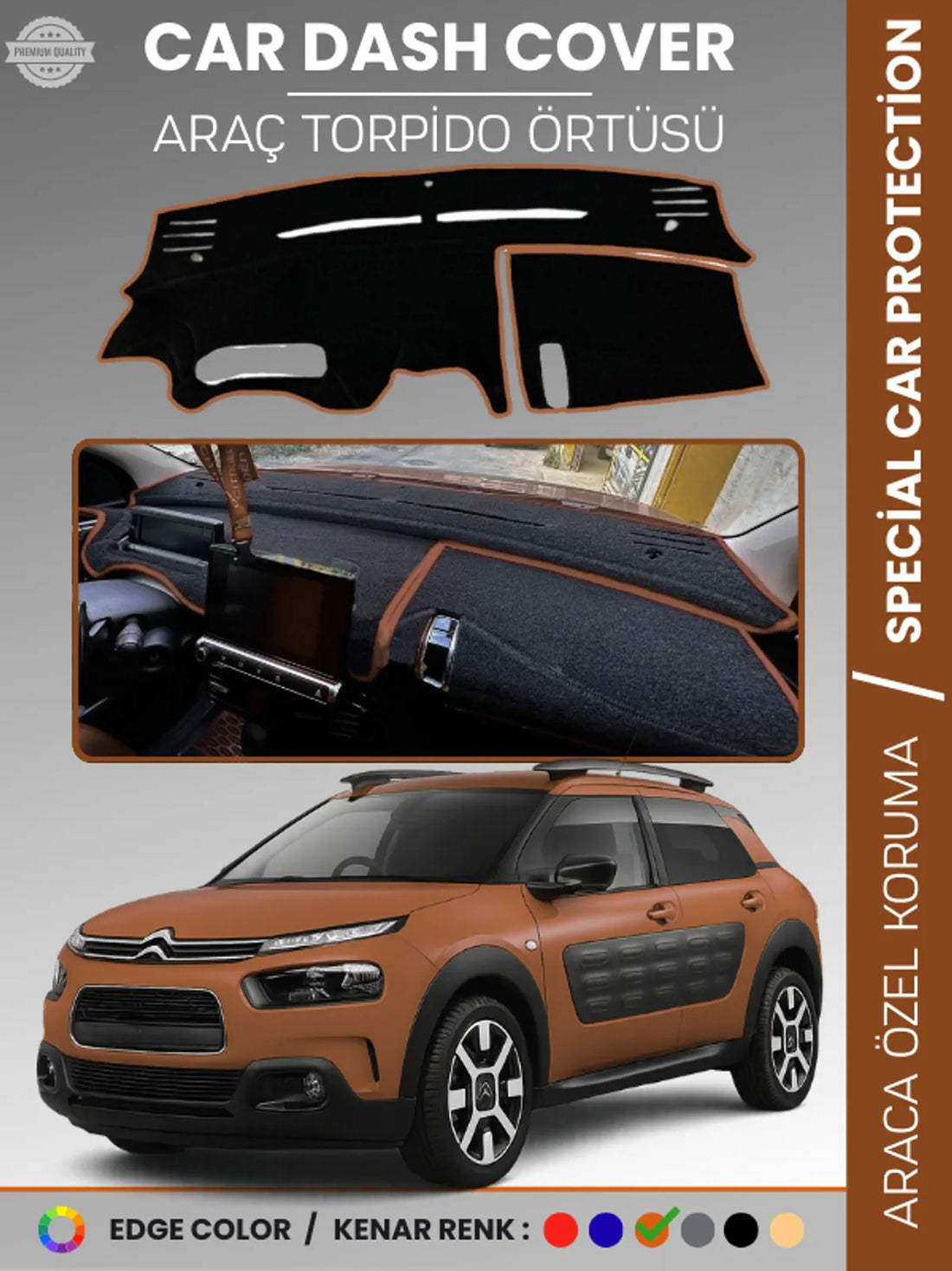 CITROEN CACTUS (2013-2018) Uyumlu Torpido Örtüsü Araca Özel Ön Göğüs Koruma