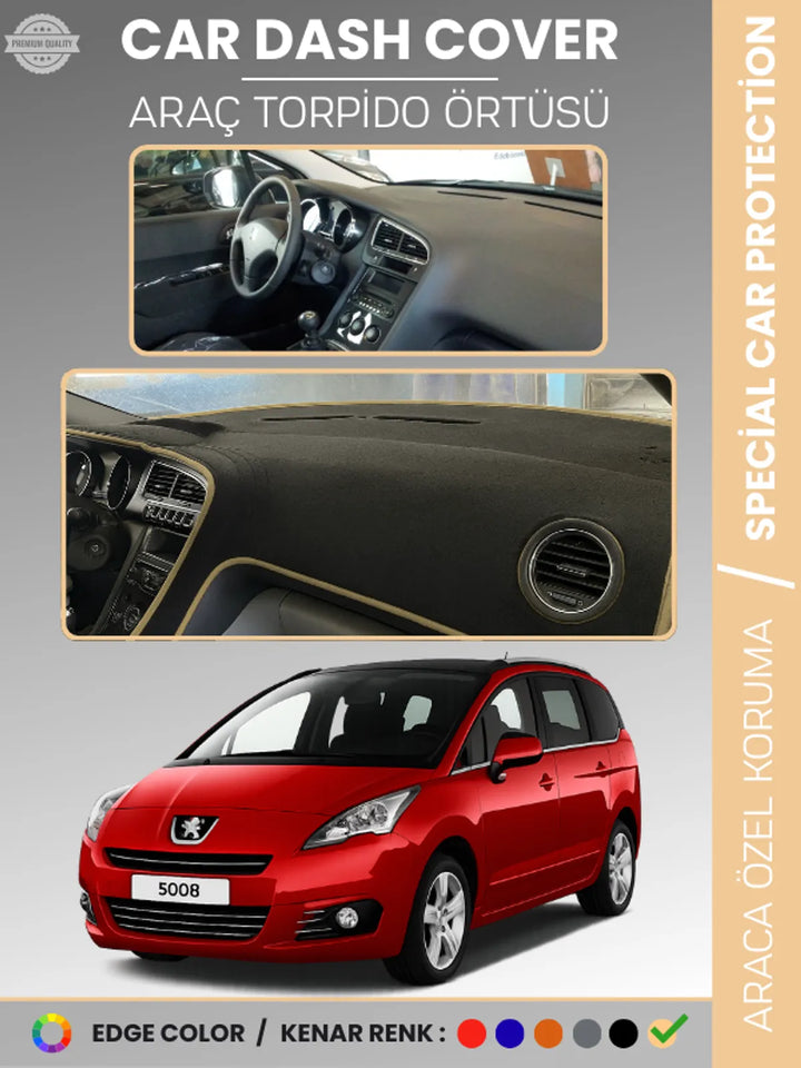 PEUGEOT 5008 (2011-2014) Uyumlu Torpido Örtüsü Araca Özel Ön Göğüs Koruma