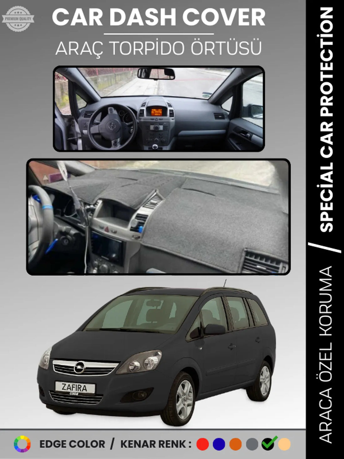 OPEL ZAFİRA B (2004-2011) Uyumlu Torpido Örtüsü Araca Özel Ön Göğüs Koruma