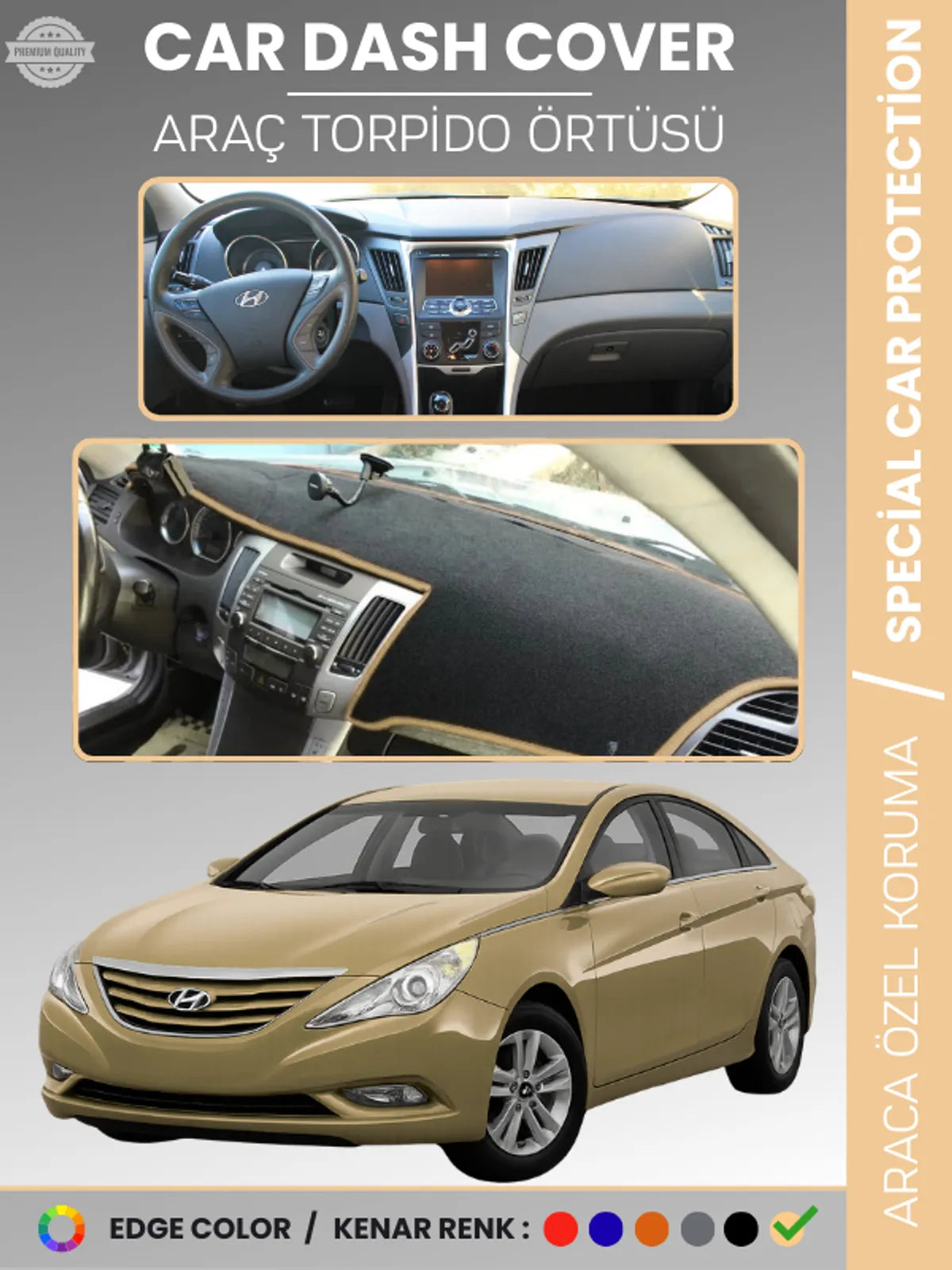 HYUNDAİ SONATA (2007-2012) Uyumlu Torpido Örtüsü Araca Özel Ön Göğüs Koruma