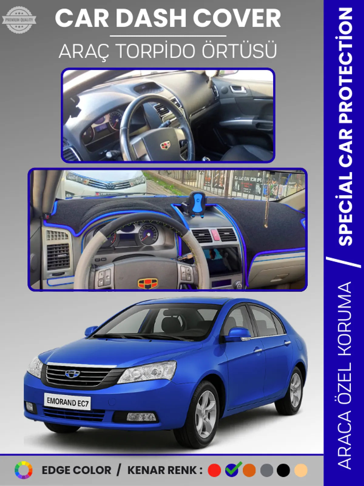 GEELY EMGRAND EC7 (2009-2017) Uyumlu Torpido Örtüsü Araca Özel Ön Göğüs Koruma