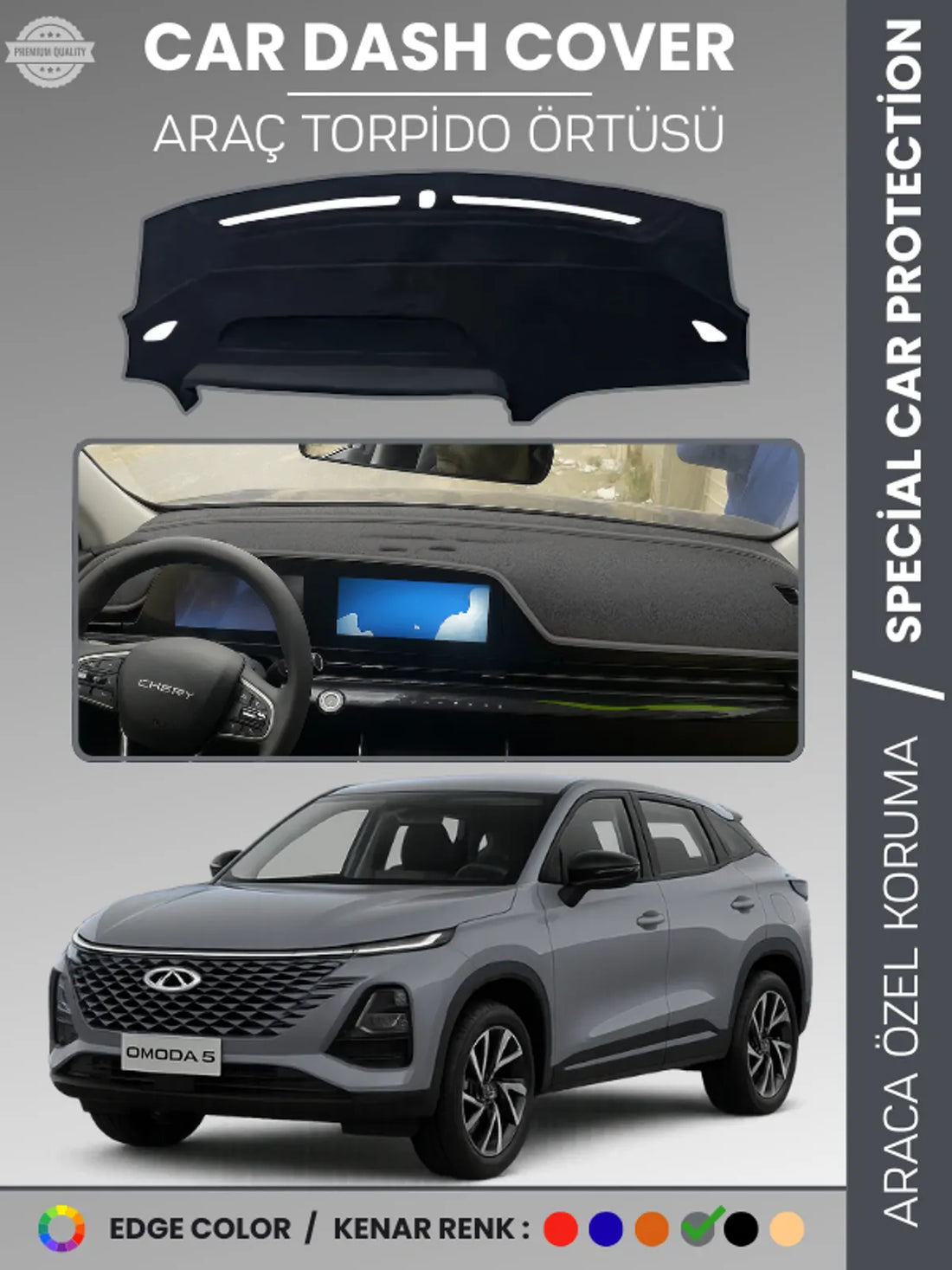 Chery Omada 5 (2022-2025) Uyumlu Torpido Örtüsü Araca Özel Ön Göğüs Koruma