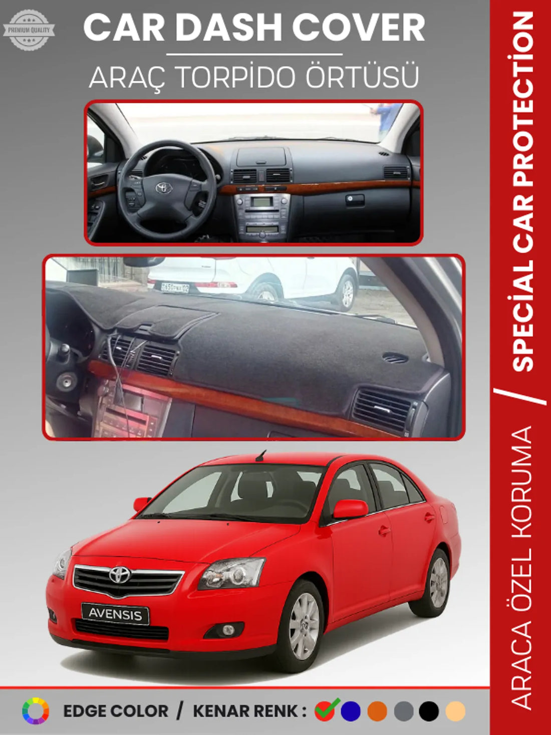 TOYOTA AVENSİS T250 (2003-2008) Uyumlu Torpido Örtüsü Araca Özel Ön Göğüs Koruma