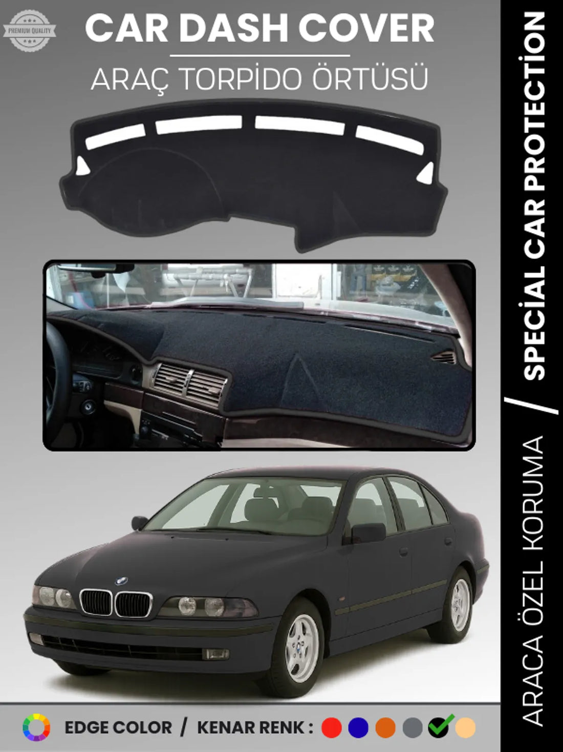 Bmw E39 (2006-2010) Uyumlu Torpido Örtüsü Araca Özel Ön Göğüs Koruma