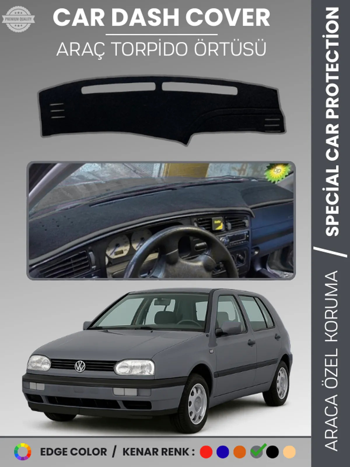 VOLKSWAGEN GOLF 3 MK3 (1991-1998) Uyumlu Torpido Örtüsü Araca Özel Ön Göğüs Koruma