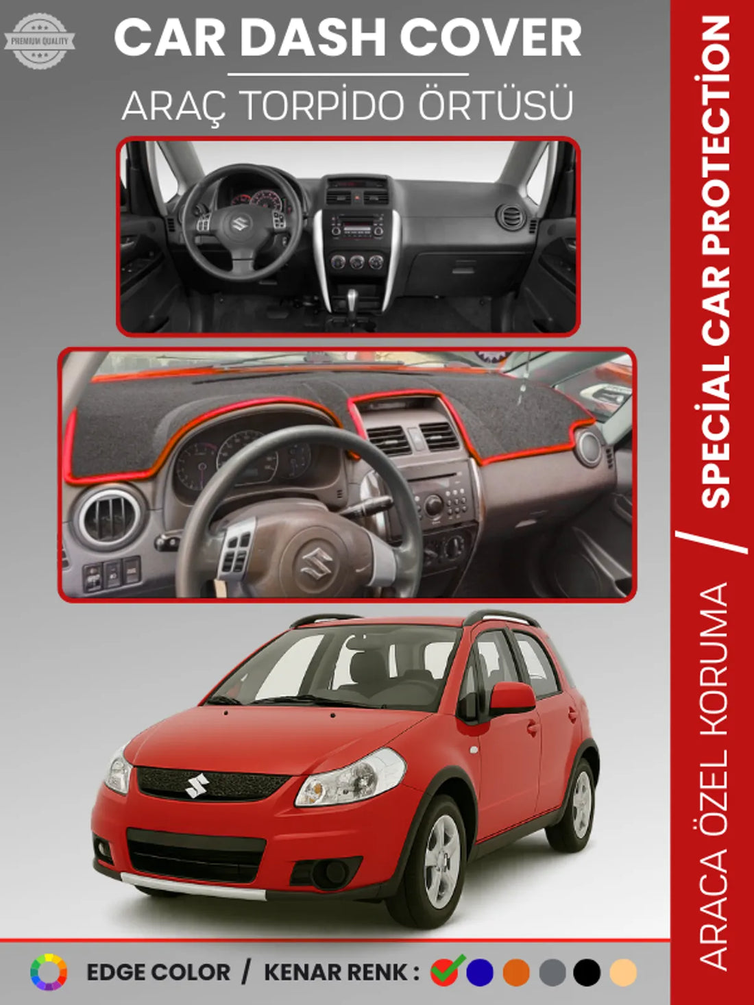 SUZUKI SX4 (2006-2014) Uyumlu Torpido Örtüsü Araca Özel Ön Göğüs Koruma
